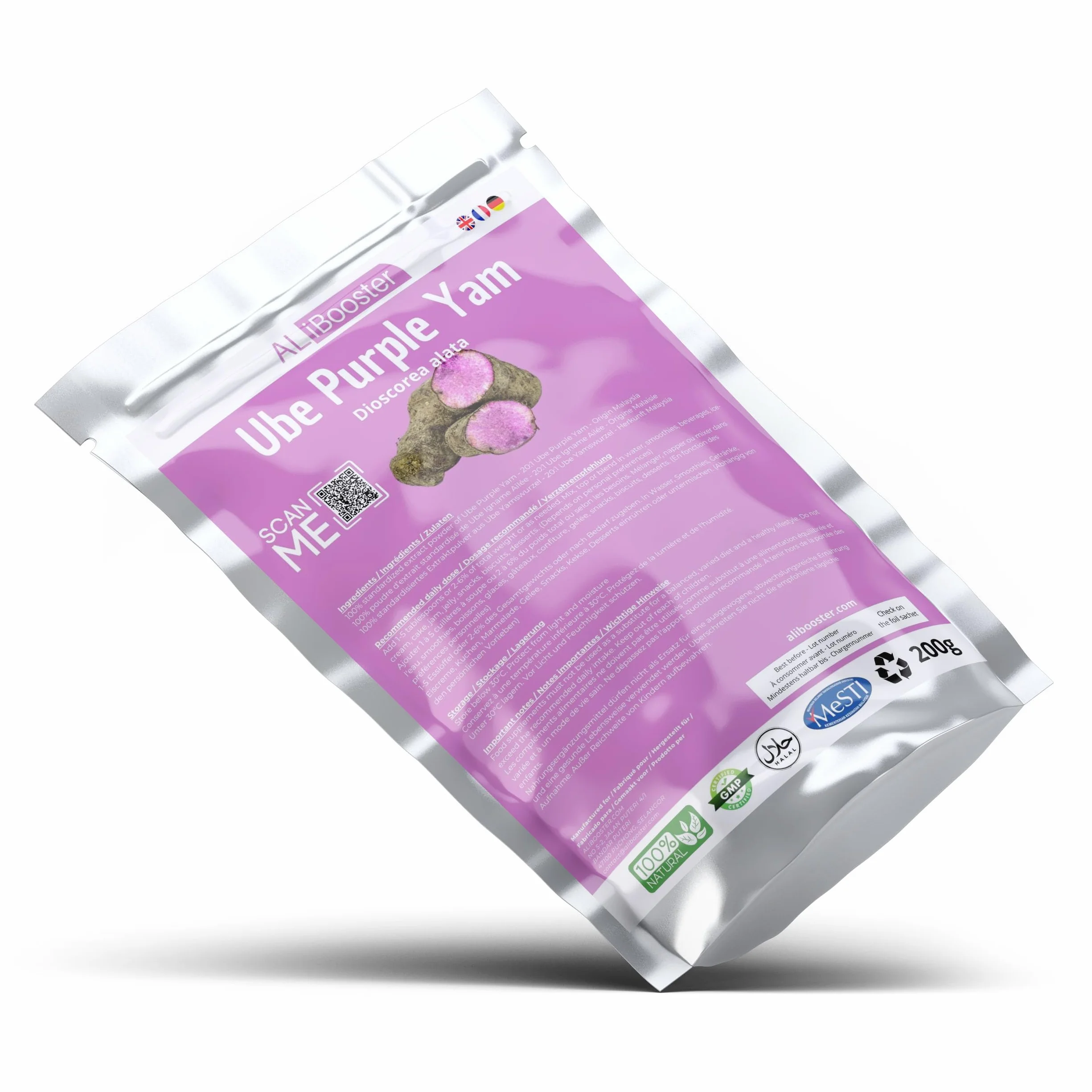 Polvo de ñame morado (Ube) Extracto estandarizado 200g puro natural sin aditivos