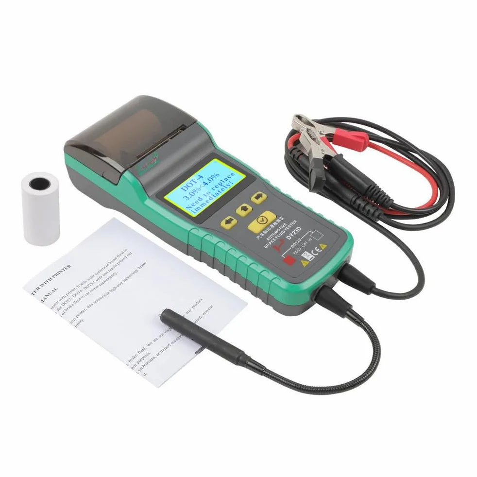 Probador de Líquido Frenos para Coche con Impresora Herramienta Precisa Prueba Contenido Agua Alarma Acústica y Visual Comprobación Vehículos