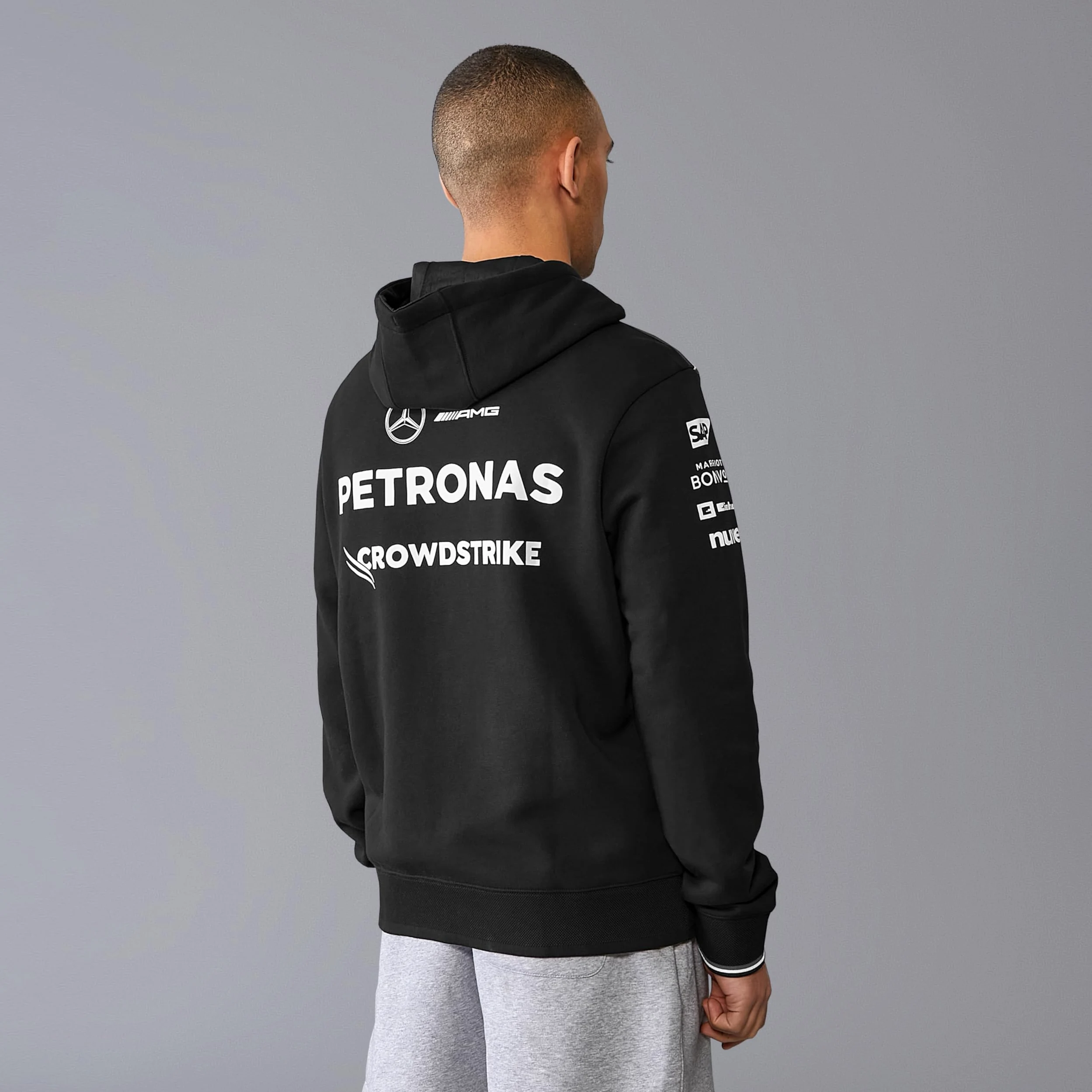 Mercedes AMG Petronas Sudadera con Capucha para Hombre F1 Team 2024 - Negro - Tamaño: XXL