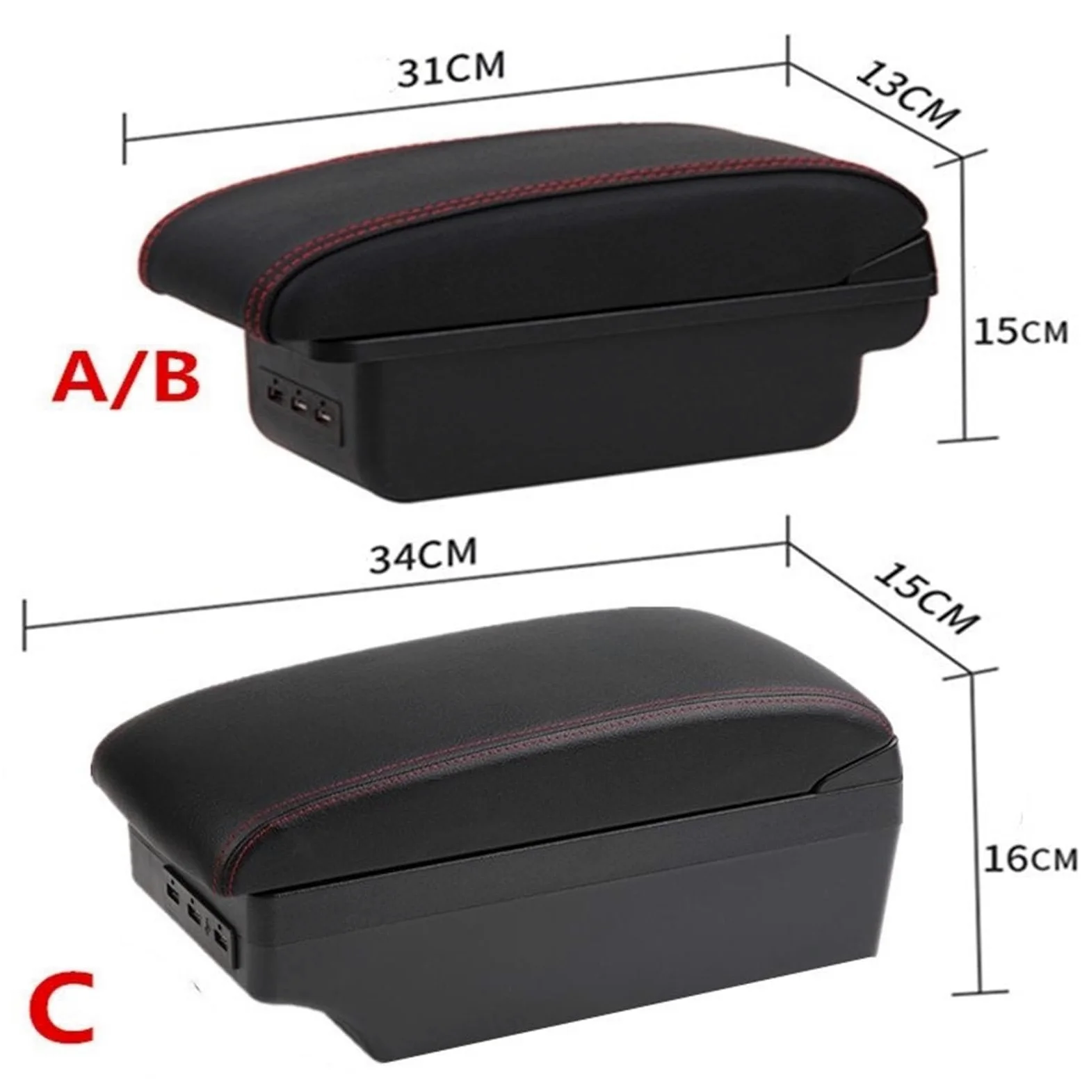 Caja de almacenamiento del apoyabrazos A1 para línea roja sin USB, A2 para negra, A3 para blanca, B1 para 3USB, B2 para, B3 para(B1 red line 3USB)