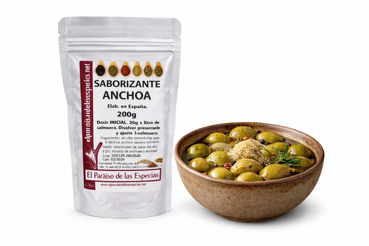 El Paraíso de las Especias Aderezo para Aceitunas con Sabor a Anchoas 200 grs