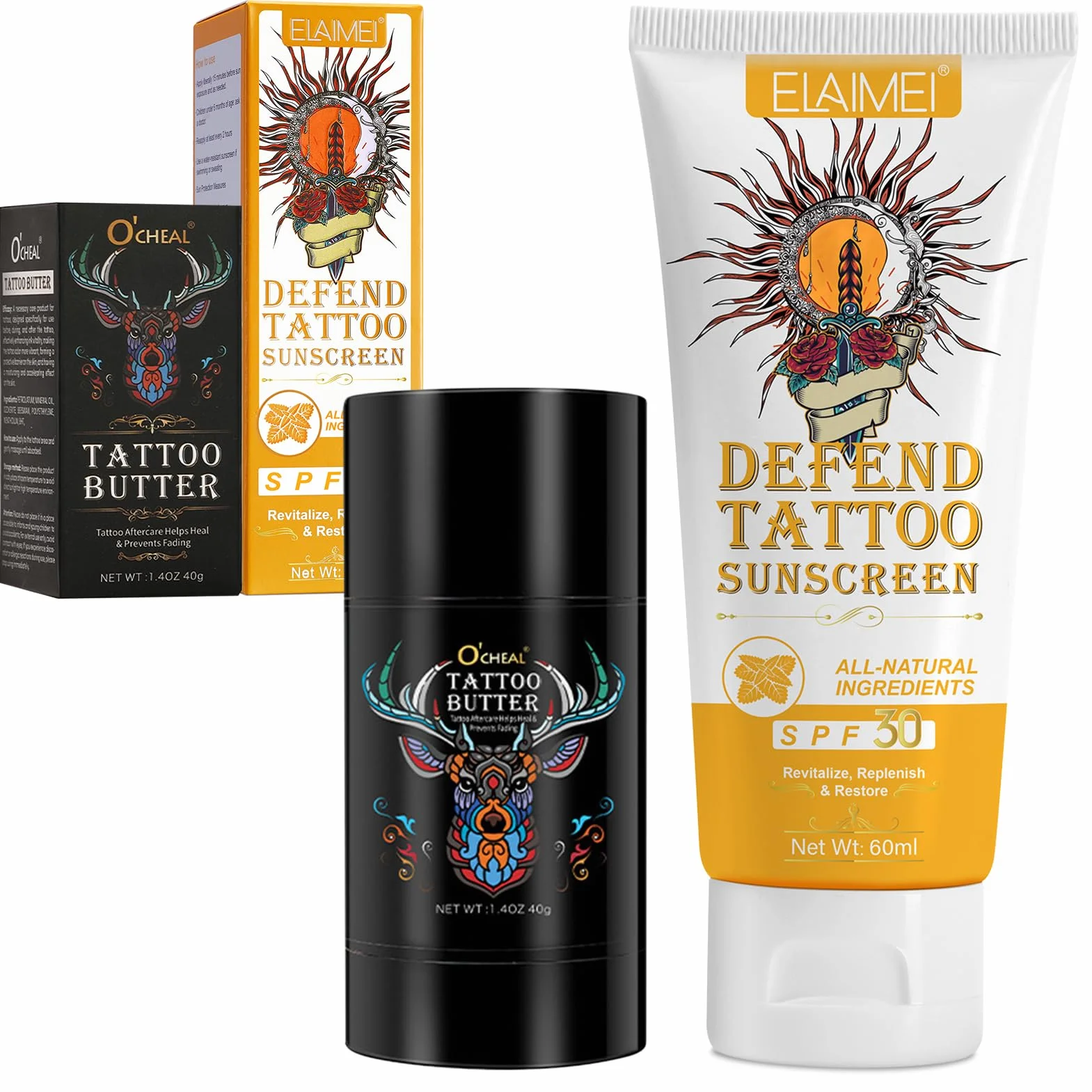 Crema Solar para Tatuajes con Protección UVA/UVB, Mantequilla para Tatuajes