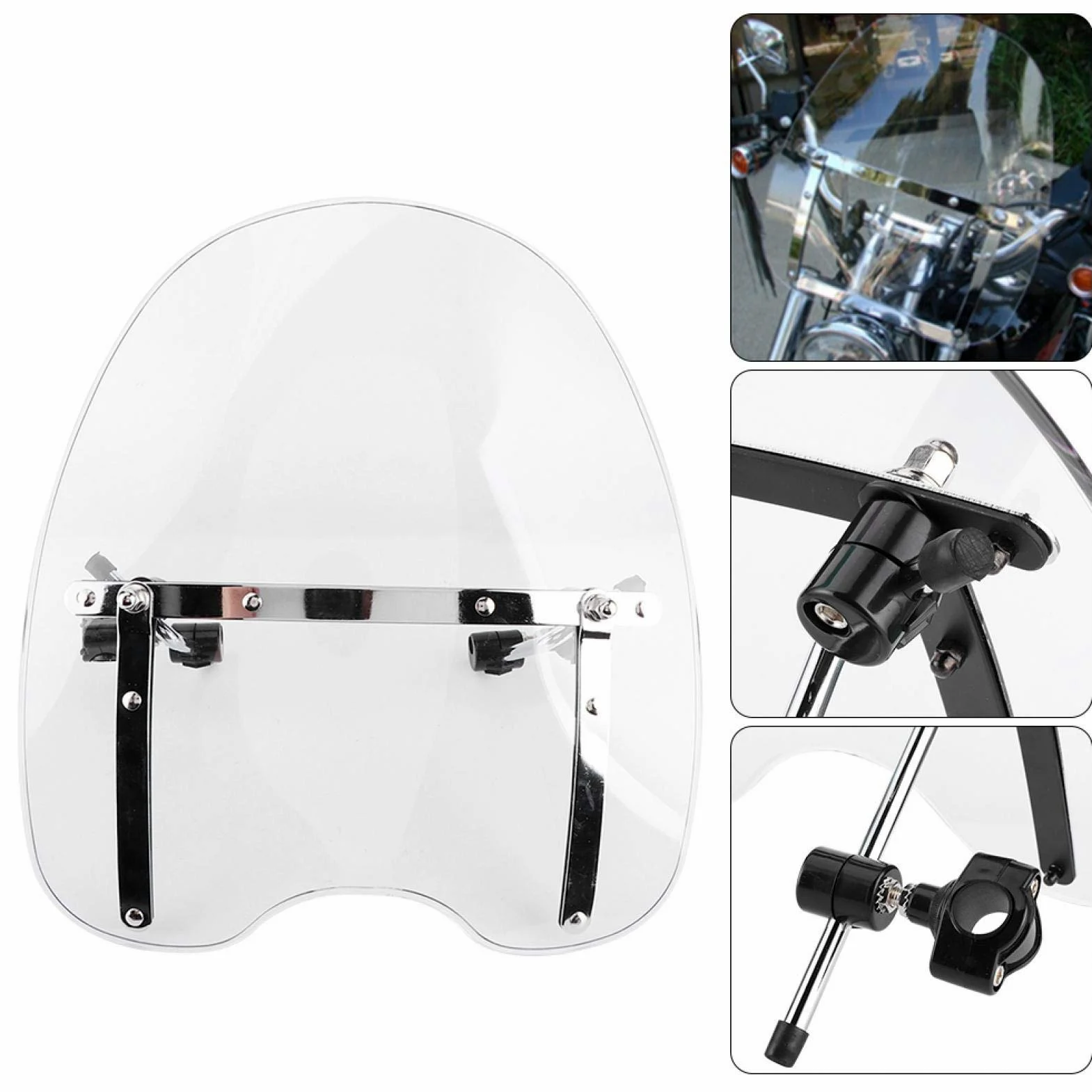 Deflector de Viento para Motocicleta, Accesorio de Conducción Parabrisas Universal para Motocicleta Parabrisas Duradero para Motocicleta para Modificación de Molduras para Piezas de(transparente)