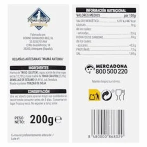 Regañá artesana Hacendado Paquete 200 g Pack 2