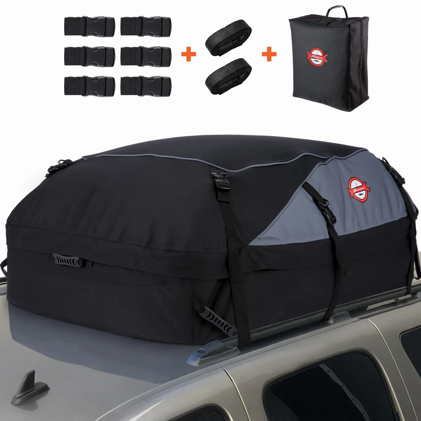 Sailnovo Cofre de Techo para automóvil, 580L, Plegable, Impermeable, para Techo de automóvil, portaequipajes, Cofre de Techo Resistente con 6+6 Correas reforzadas