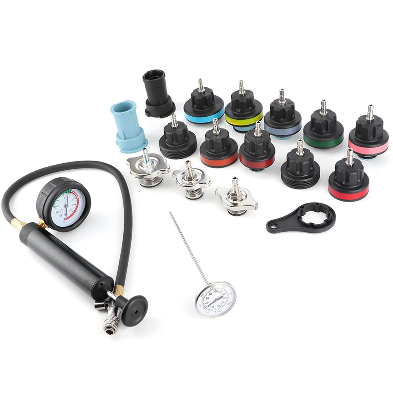 Kit de Herramientas para Comprobar Fugas de presión del radiador, Detector de Fugas de Agua del Sistema de refrigeración automotriz