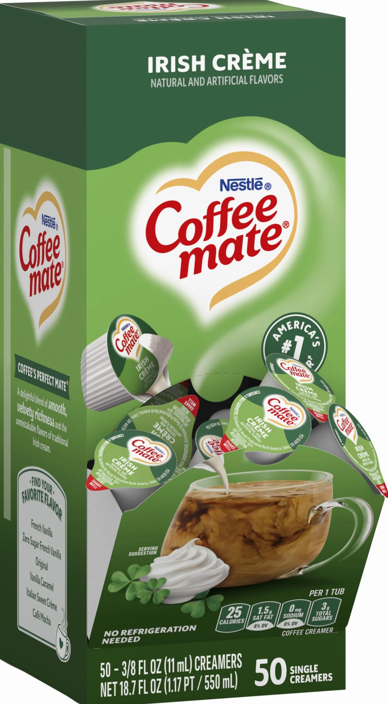 Coffee-mate Crema líquida individual irlandesa 50 unidades