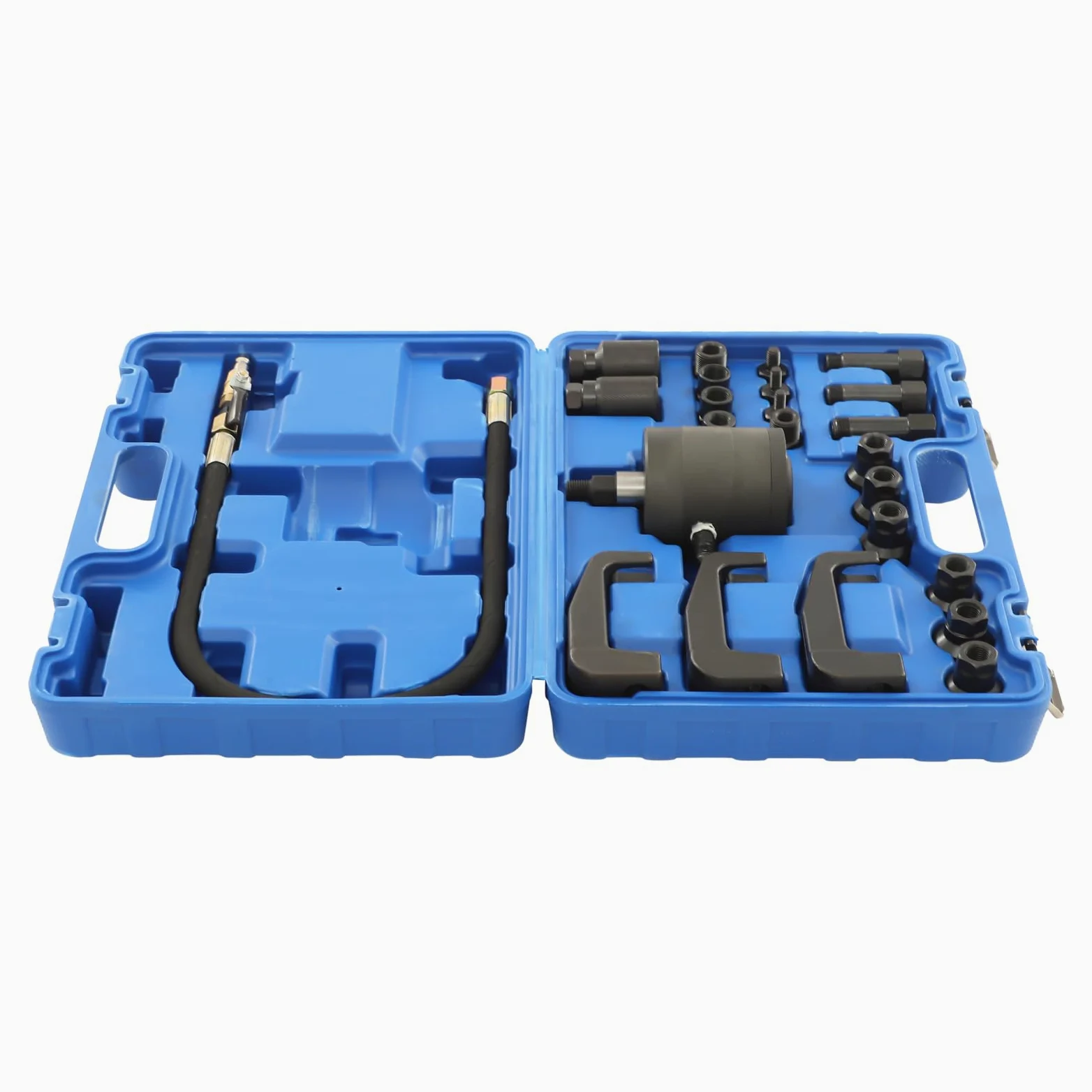 Juego de extractores de inyectores diésel (24 piezas, con 19 adaptadores, 39 x 29 x 13 cm, 5-8 bares), color negro y azul