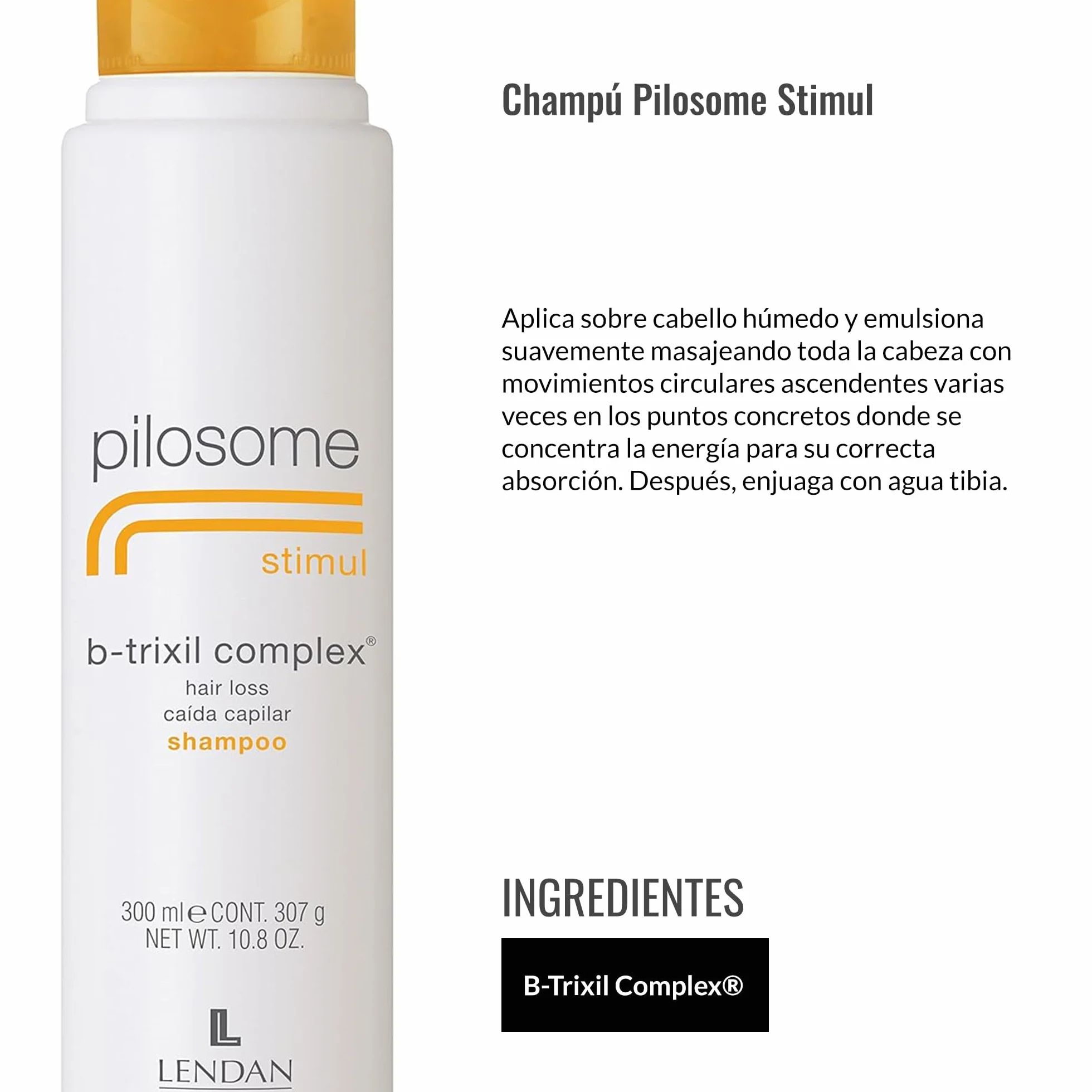 Champú Anticaída LENDAN Pilosome Stimul B-Trixil Complex 300 ml Estimula el Crecimiento del Cabello