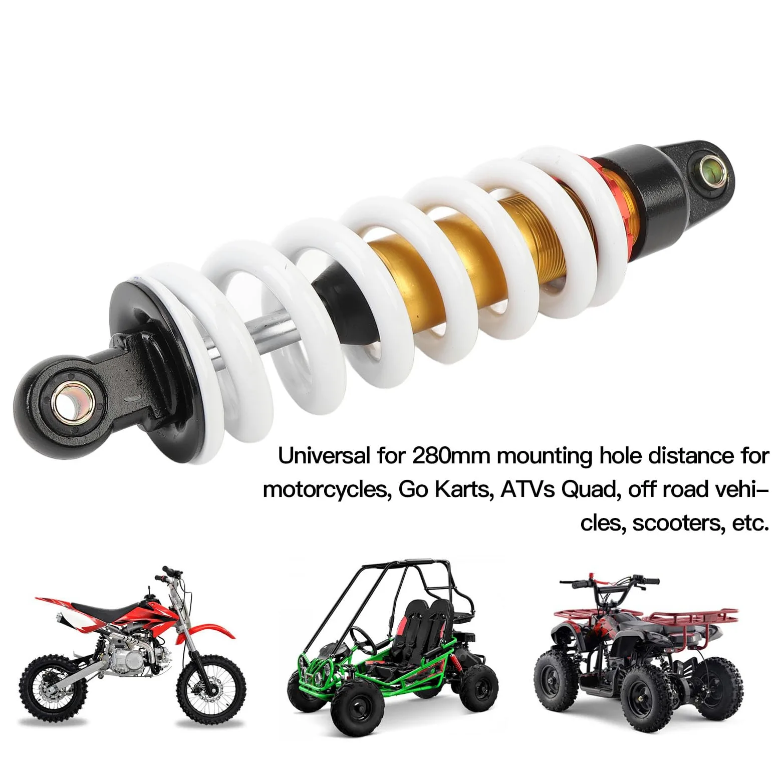 Amortiguador de Motocicleta, Suspensión de Amortiguador de 280mm Ajustable para 50c c-150c c Pit Bike ATV Go Kart Scooters