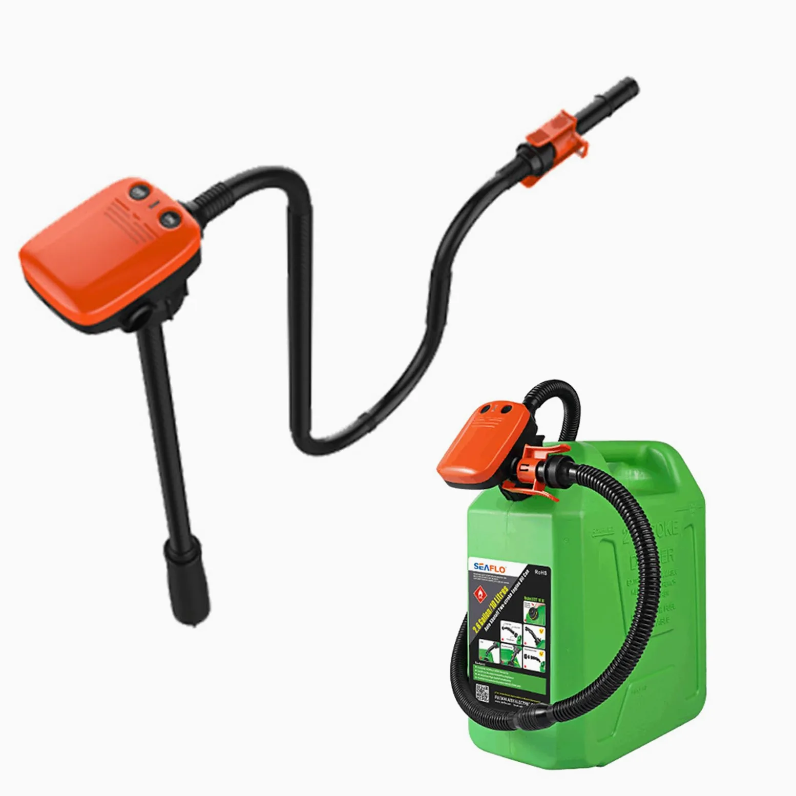 Bomba de transferencia de combustible, bomba de líquido de batería de manguera extra larga con sensor de parada automática y adaptador de 3 tamaños, bomba de transferencia de bomba de combustible