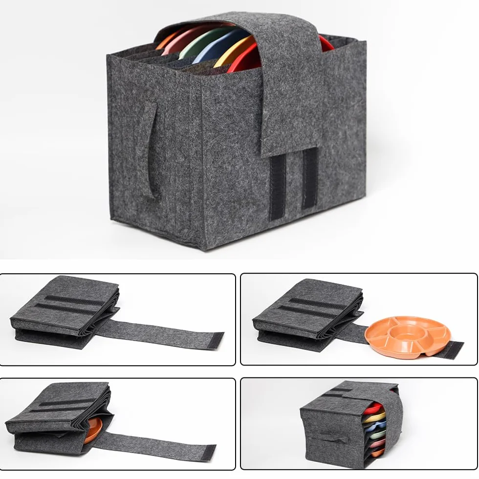 Soporte para platos y cuencos de caravana, 3 unidades, soporte de fieltro para caravana con asa, almacenamiento de tazas, fieltro para platos y tazas, organizador de fieltro para vajilla de