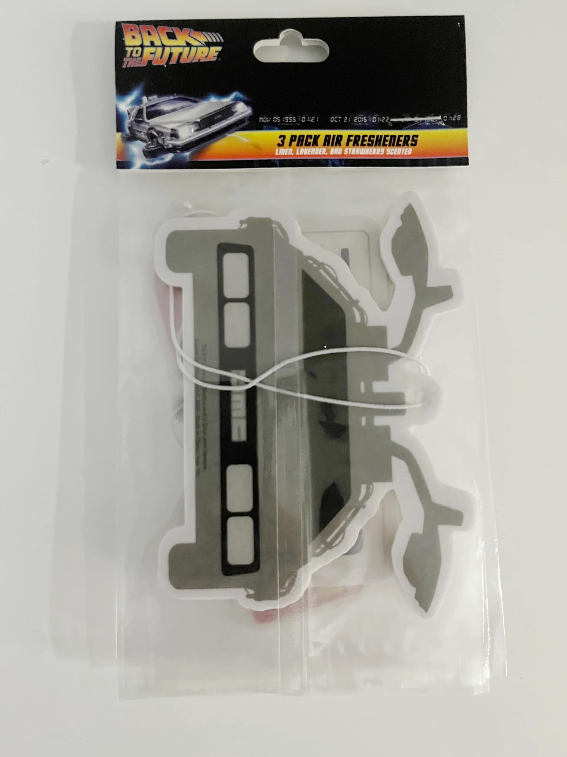 Ambientador Outatime Back to the Future | Ideas de regalo Delorean | Regreso al futuro | Hoverboard Back to the Future | Ambientador de coche DeLorean DMC-12 | Juego de 3 unidades | Producto oficial