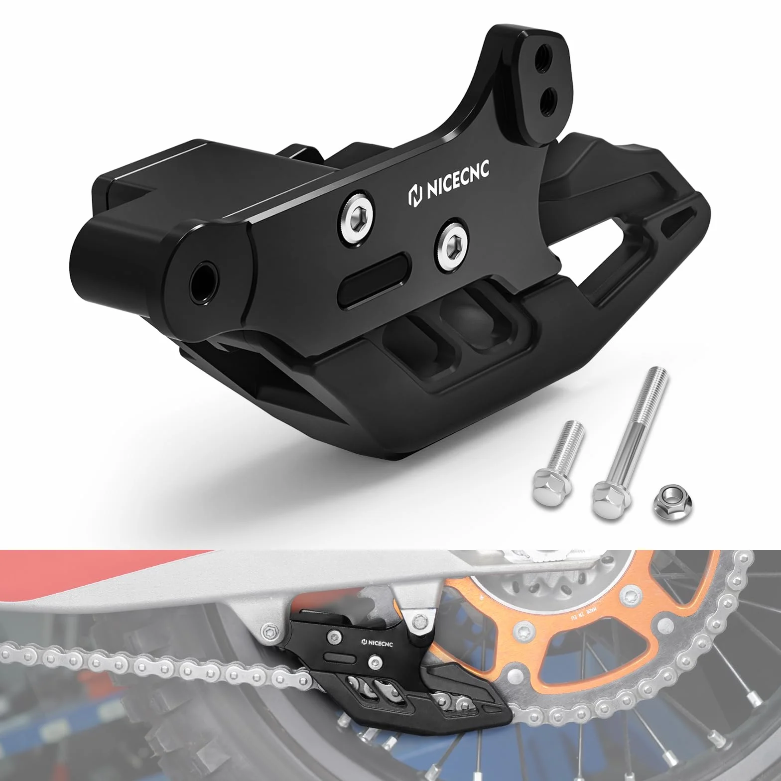 NICECNC Guía de Cadena de Motocicleta Compatible with 690 Enduro R/SMC R, Ver Accesorios, Color Negro
