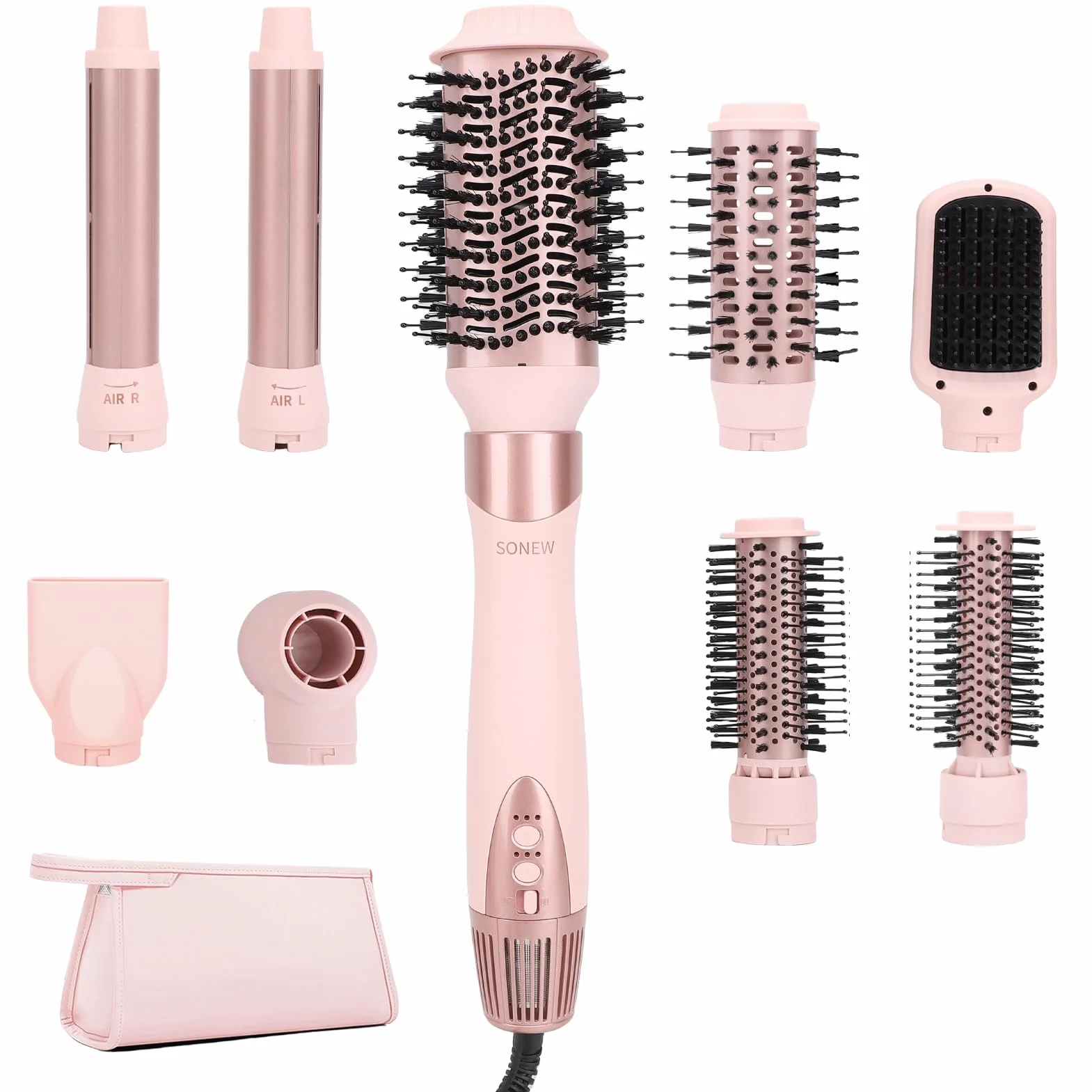 Sonew Estilizador de Pelo 9-en-1 Multi Hairstyler, 110.000 rpm, Cepillo Alisador, Iones y Secador, 68 mm/48 mm/32 mm/25 mm