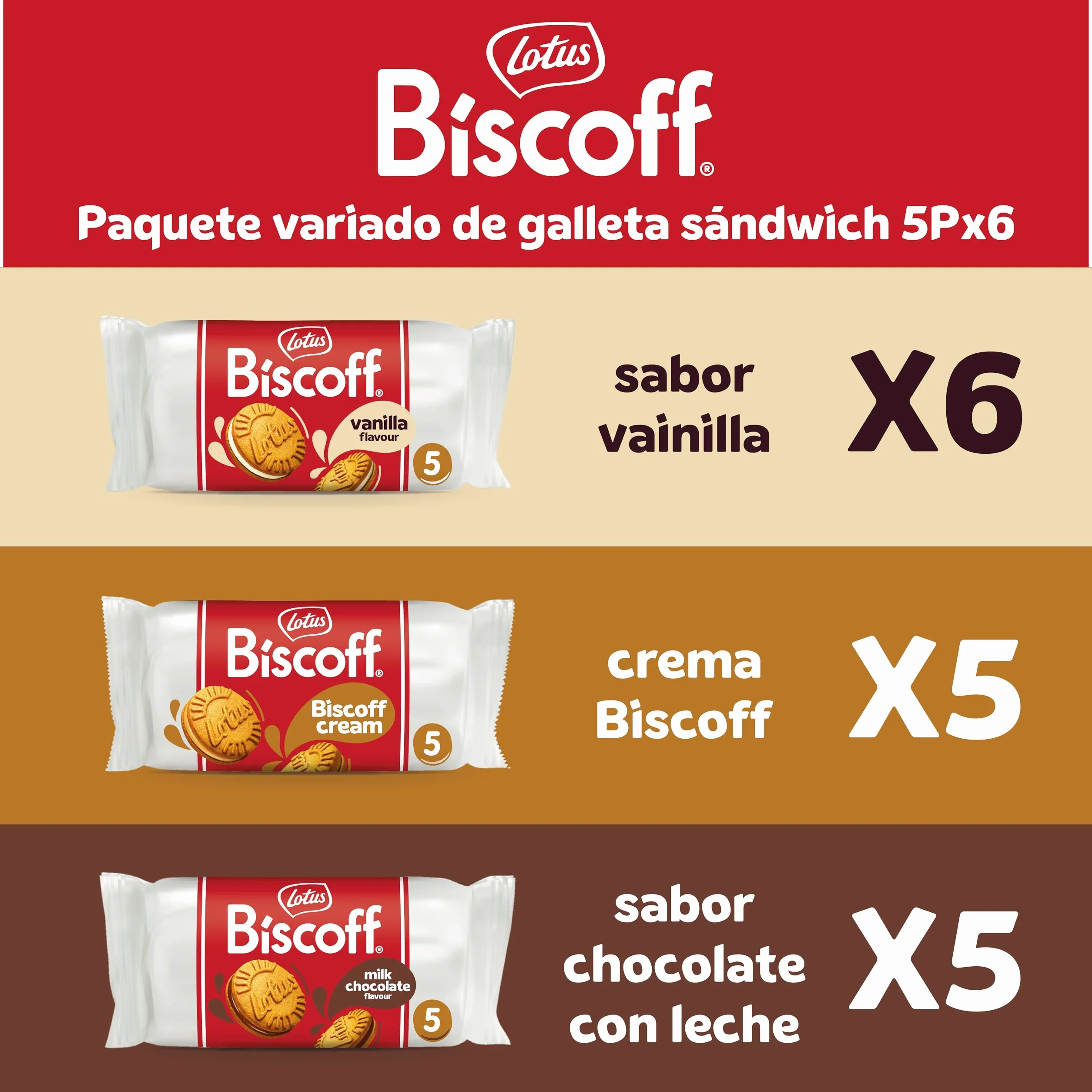 Lotus Biscoff Paquete Variado Galleta Sándwich 3 Sabores 16 x 50g 800g