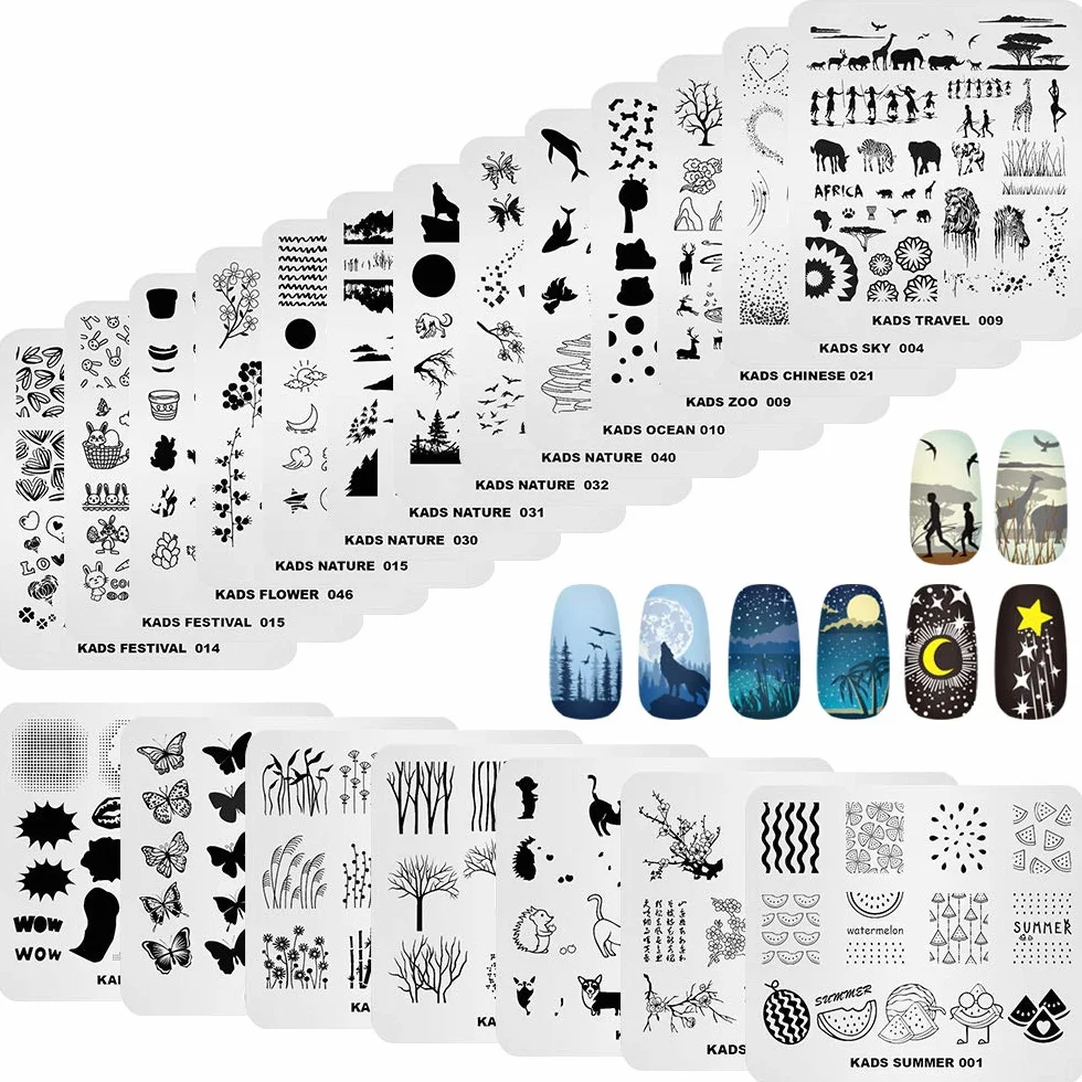 KADS Nail Art Stamping 20pcs Placas Estampacion Uñas Manicura
