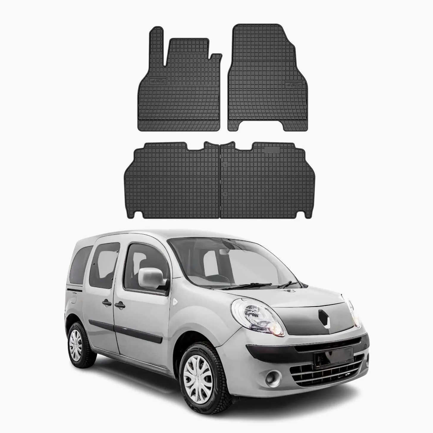 OMAC Alfombrillas de Goma Compatibles con Renault Kangoo 2007-2021 Alfombrillas de Coche Goma Negro 4tlg