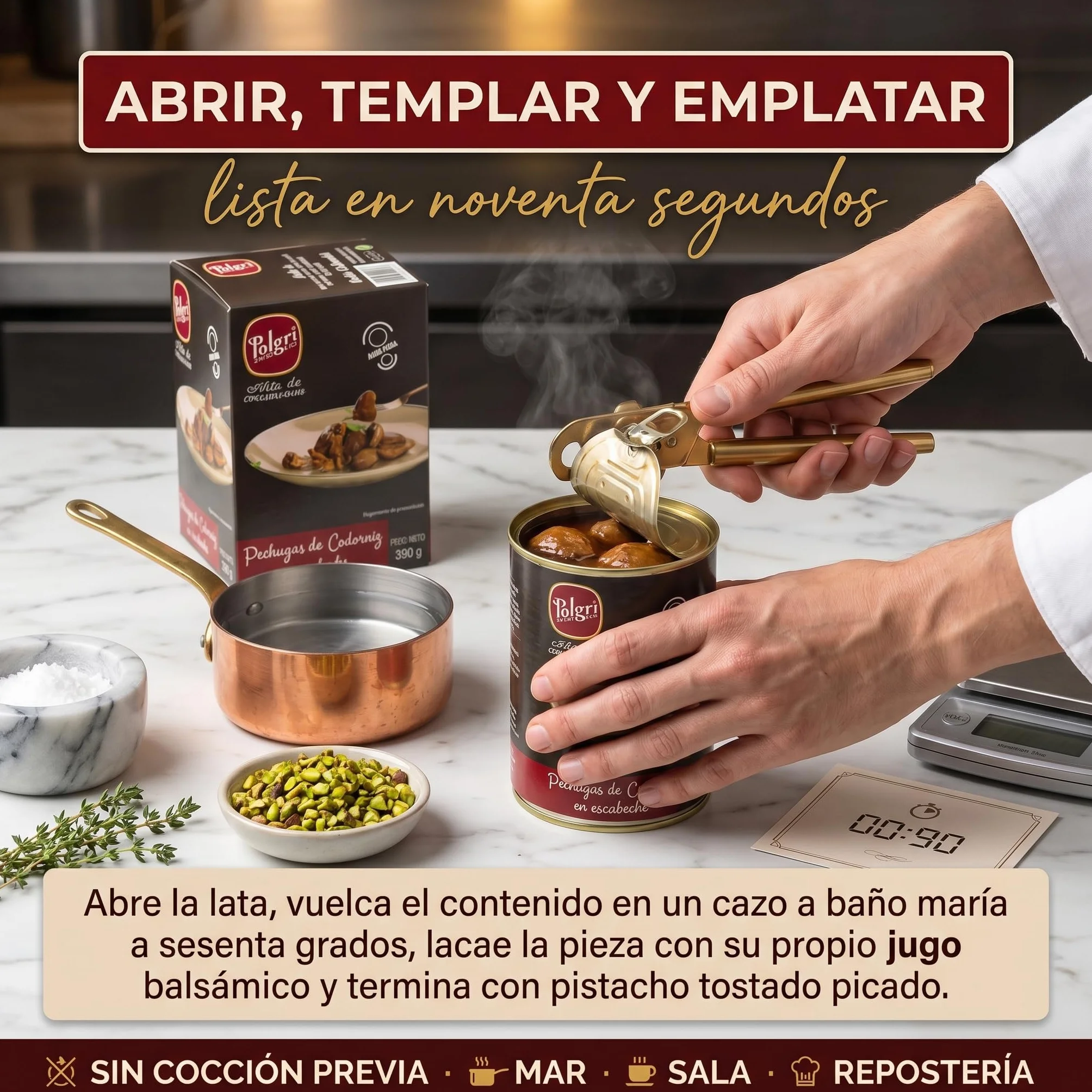 POLGRI Pechugas de Codorniz en Escabeche Balsamico Conserva Gourmet 390 g x 3 latas