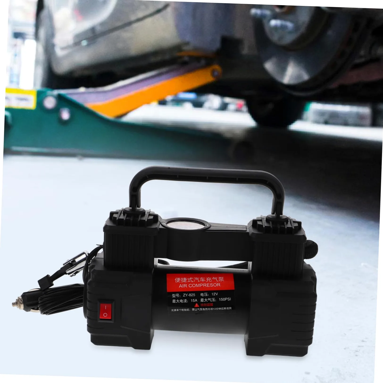 SOLUSTRE 2piezas Compresor De Aire Portátil para Coche con Manómetro De Presión Inflador De Neumáticos y Accesorios para Inflables Bomba De Inflación para Viajes y Emergencias