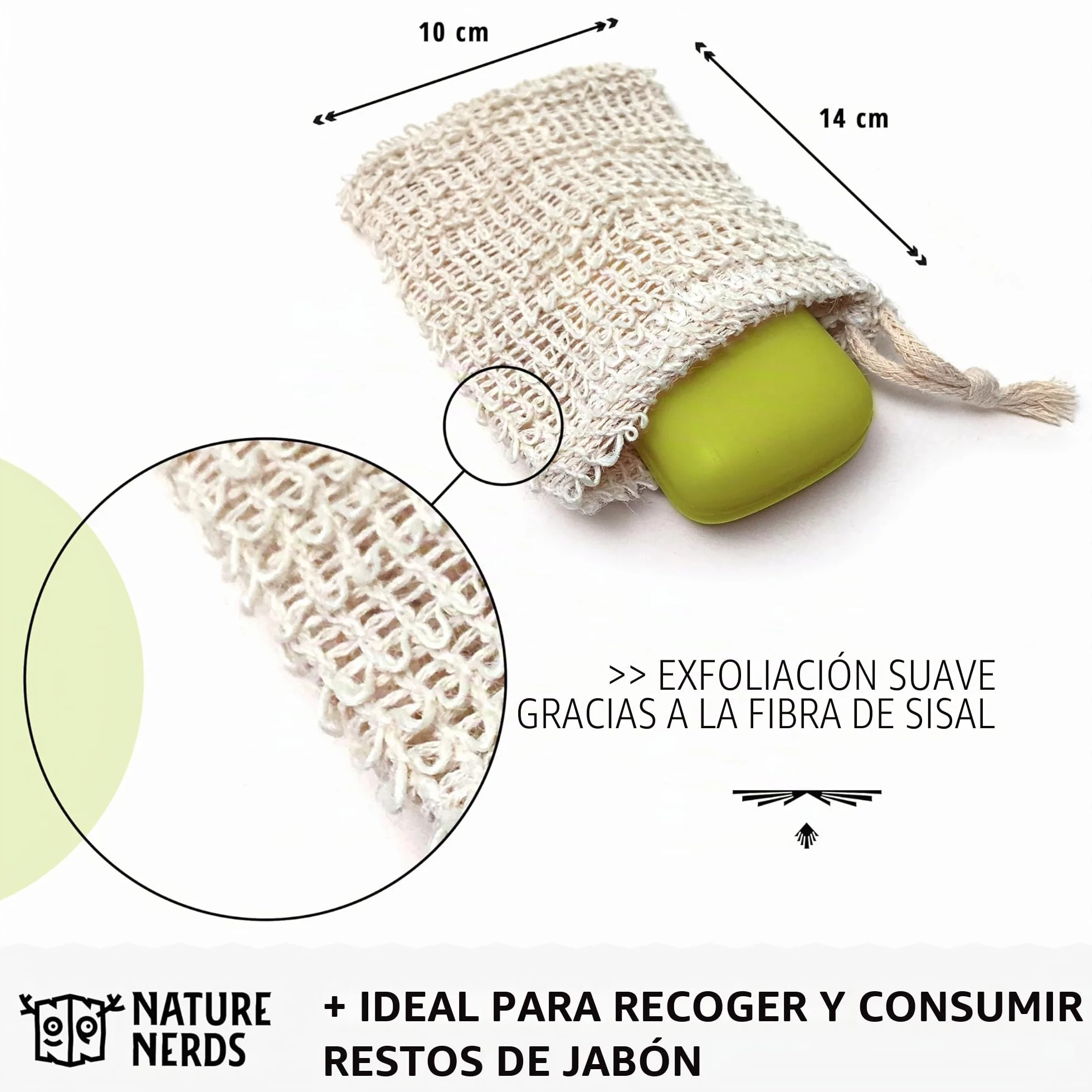 Bolsas de jabón de sisal Juego de 3 – Red de jabón libres de plástico