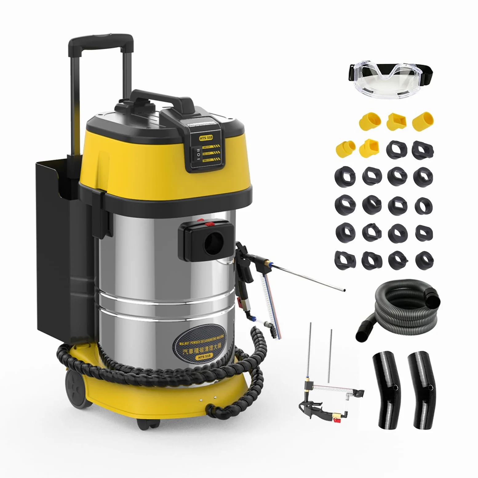Limpiador de depósitos de carbono de nogal y arena, HTS518, limpiador de depósitos de carbono para motor de coche, válvula de entrada, limpiador de descarbonización, con 23 adaptadores para modelos de