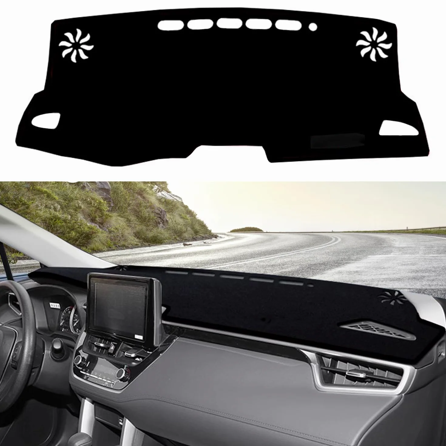 Blazeray Funda protectora para salpicadero de Toyota Corolla 2019, 2020, 2021, 2022, 2023, 2024, 2025, ajuste personalizado, cubierta de consola central, escotilla, sedán, protector solar (borde