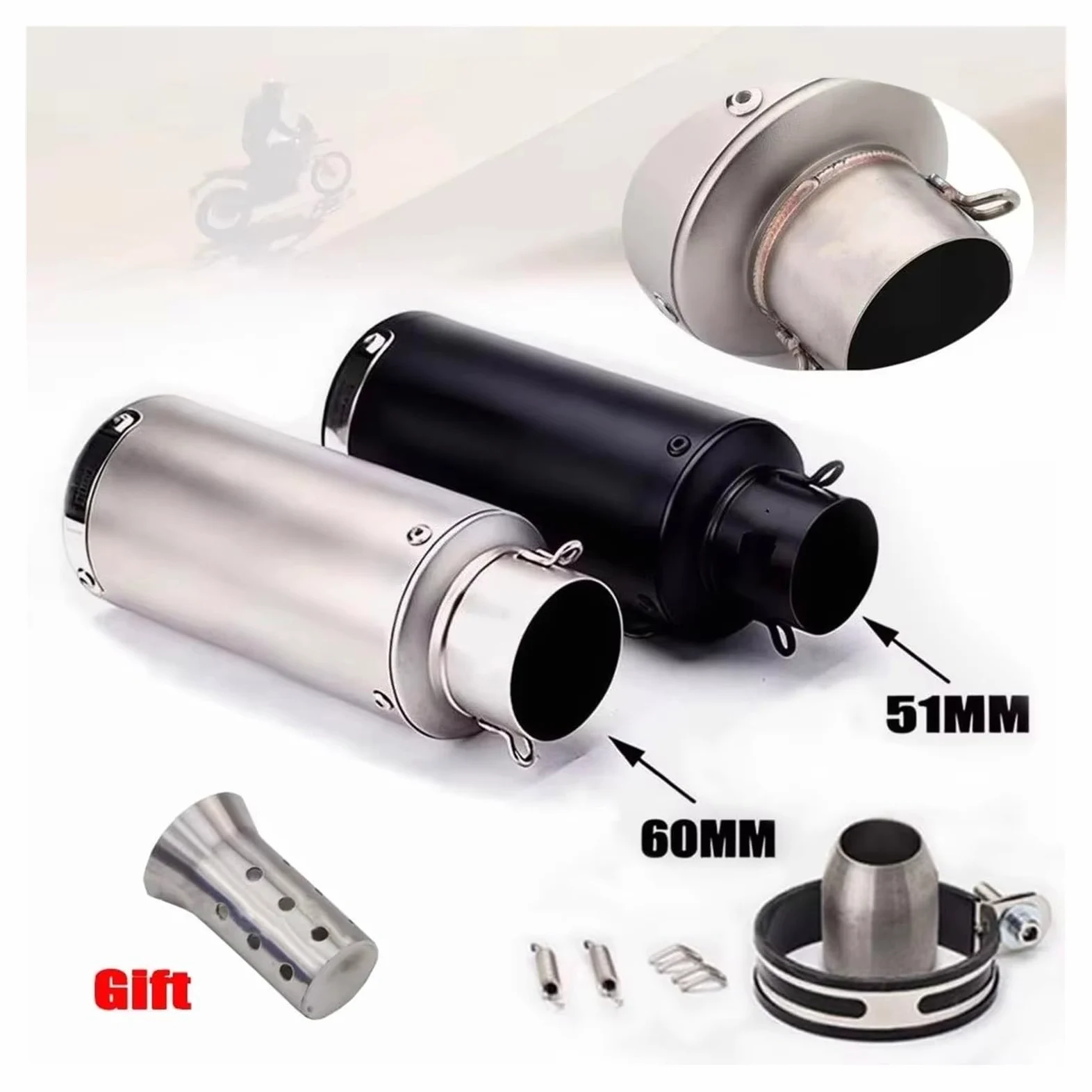 silencioso escape moto Para R1 R2 Para MT07 Para Kawasaki Para Z800 | Para Z900 para Ninja 400 Escape Moto 51MM/60MM tubo de Escape motocicleta modificado(60MM A2)