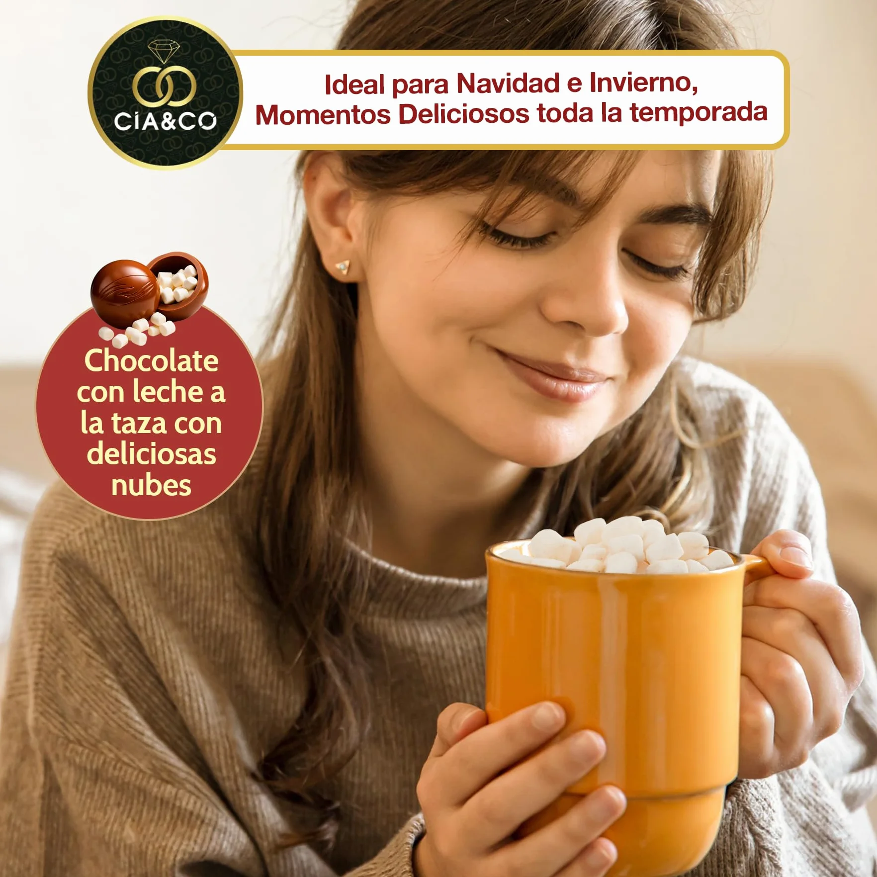 Bolas de Chocolate Caliente Belga con Nubes Pack XXL 12 Bombas Premium Malvaviscos Chocolate a la taza Regalo Navideño