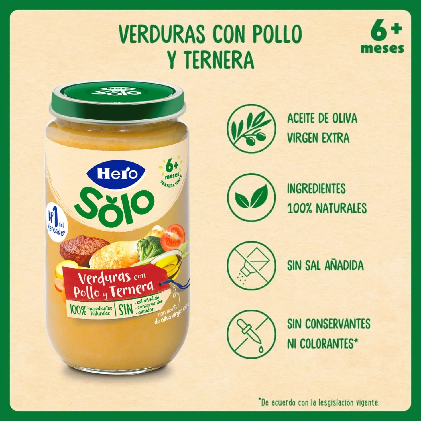 Hero Baby Tarritos de Verduritas con Pollo y Ternera 6+ Meses 235g