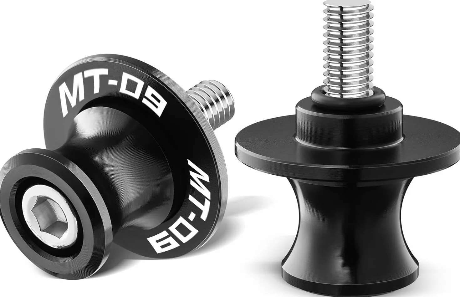 Brazos oscilantes M6 para MT09 MT-09 Tracer 2014-2023 MT 09 SP 2025 2024 MT09 FZ09 Basculante de Deslizadores Tornillos del Soporte Diábolos Accesorios,carretes M6,Adaptador de oscilantes（Negro）