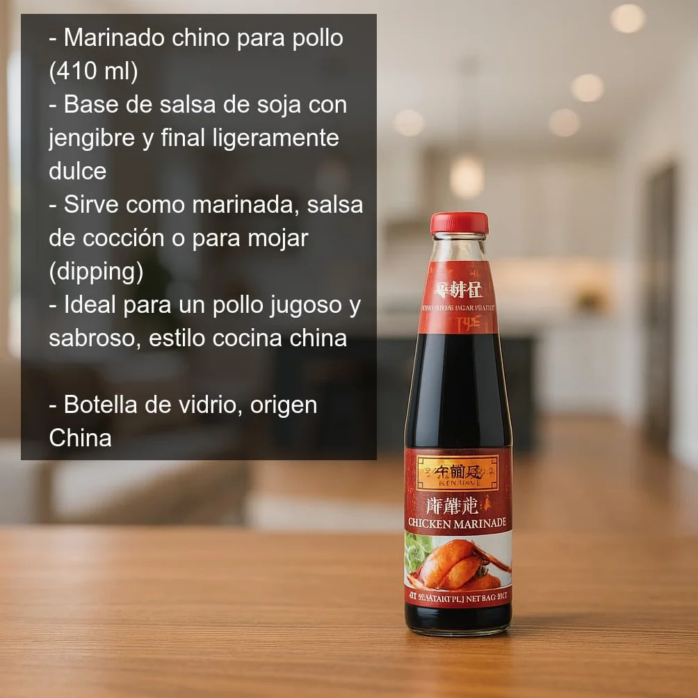 Salsa de soja y jengibre Marinado Chino para pollo 410 ml Pack 2 botellas de vidrio