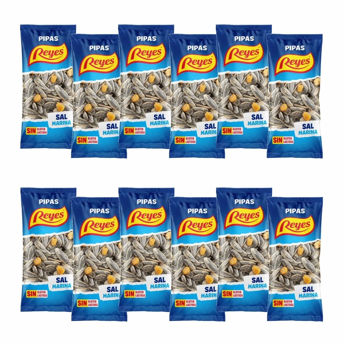 Pipas Reyes Caja 15 Bolsas x 80g Pipas Girasol Tostadas con Sal Frutos Secos Naturales Snack Saludable Aperitivo Clásico Español