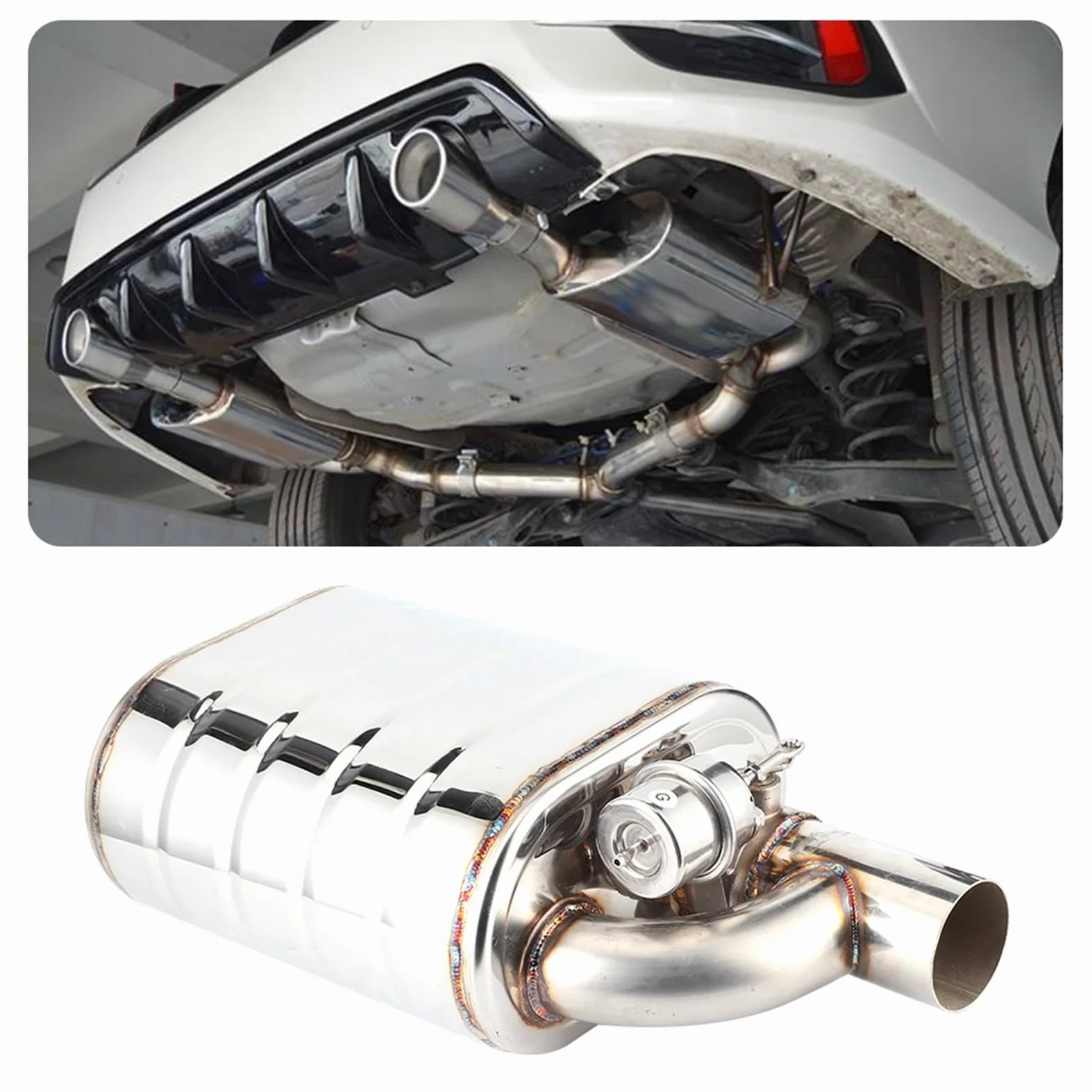 Válvula de escape para automóvil, válvula de escape eléctrica universal para automóvil de 63 mm Dispositivo de puerto remoto de acero inoxidable Válvula de tubo de bomba de vacío.