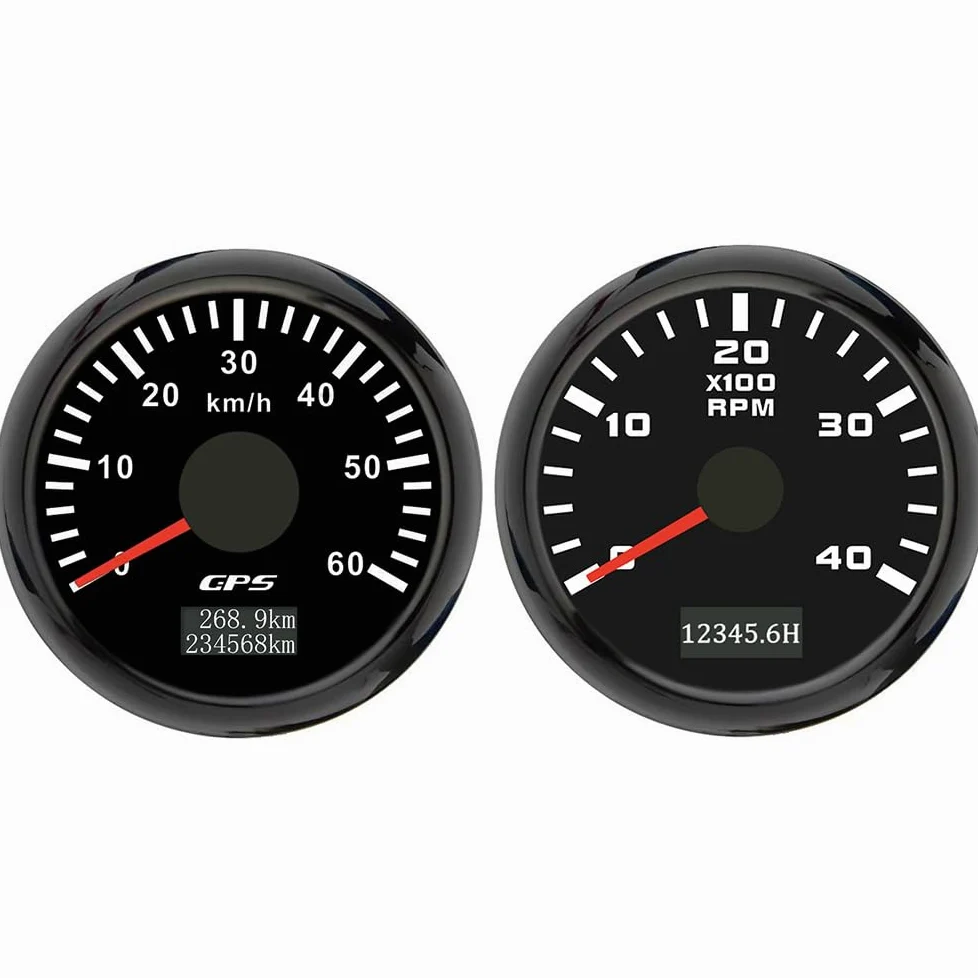 ELING Medidor de 52 mm 0 – 60 km/h, velocímetro GPS con 4000 rpm con contador de horas de funcionamiento 12 V 24 V para ATV UTV