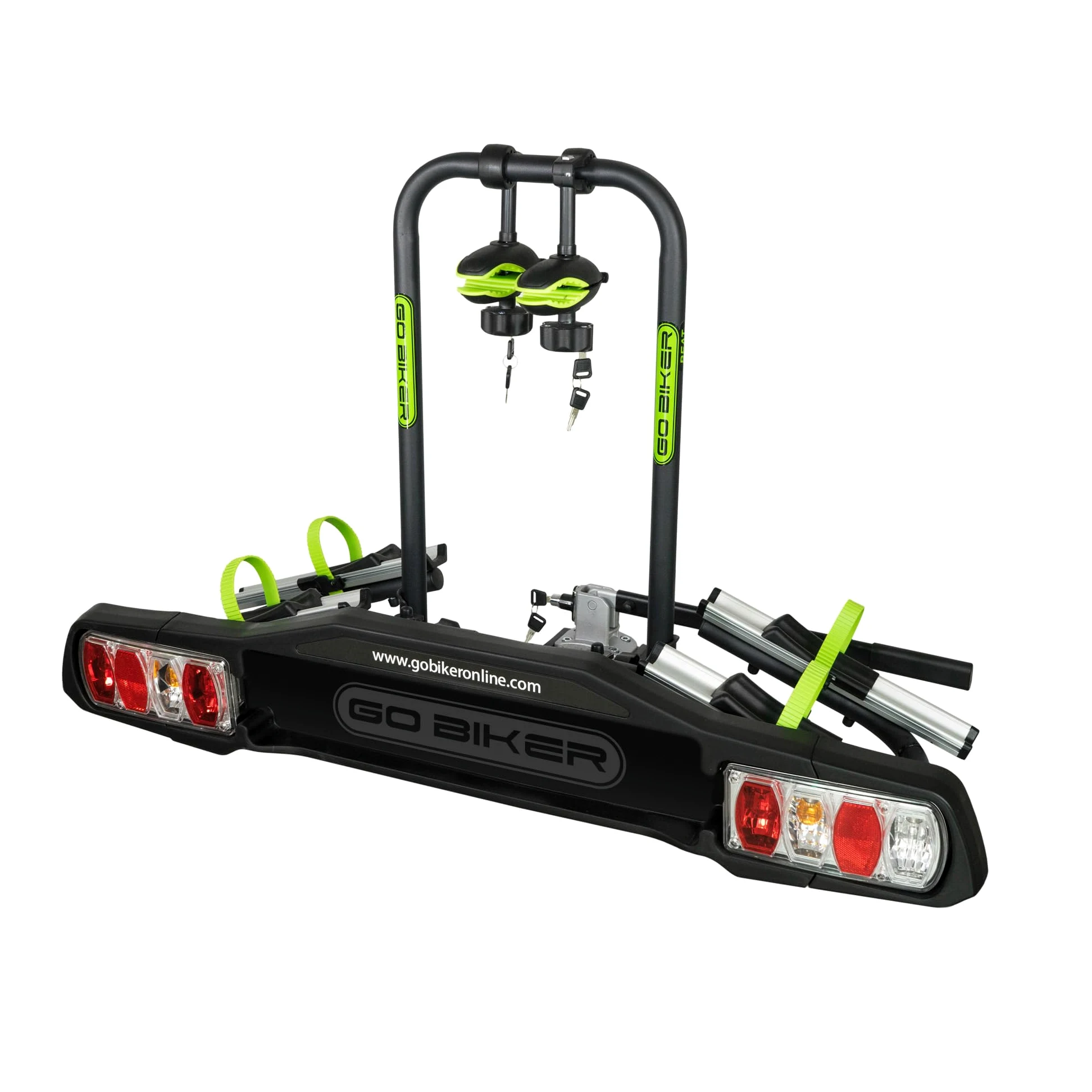 Portabicicletas Beat para 2 Bicicletas Bola de Remolque antirrobo, 15kg x Carril, chasis de Acero/Aluminio, Brazos Ajustables Todo Tipo de Bicicletas, Doble Cierre de Seguridad, 13 a 7 Pines