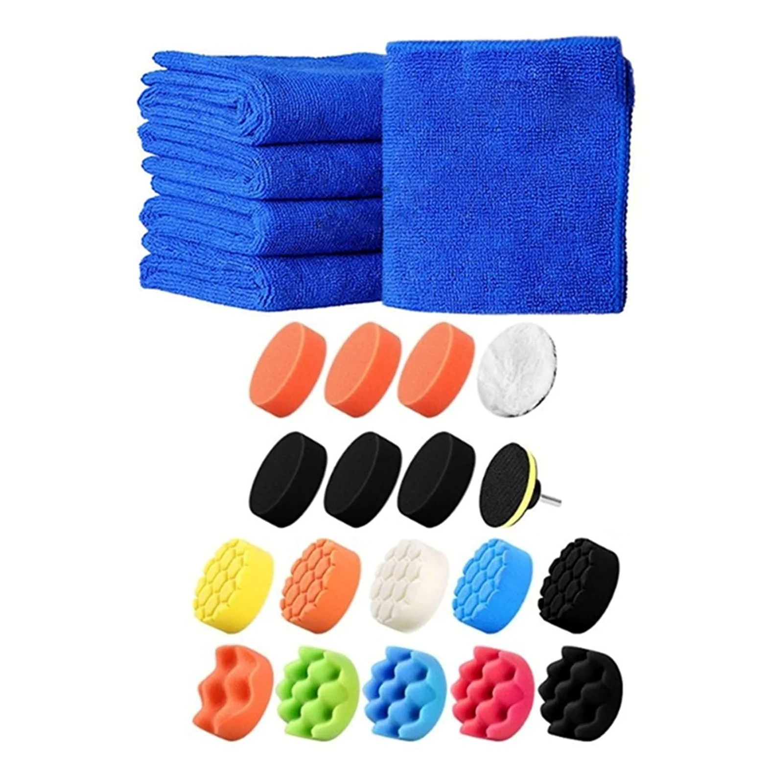 TRUSTTWO 29 PCS Herramienta de Limpieza de la Belleza del automóvil: 10 unids Microfibra Toalla de Tela de Lavado de Autos y 19pcs Pulido de Esponja Pad Rueda de Encerado The New