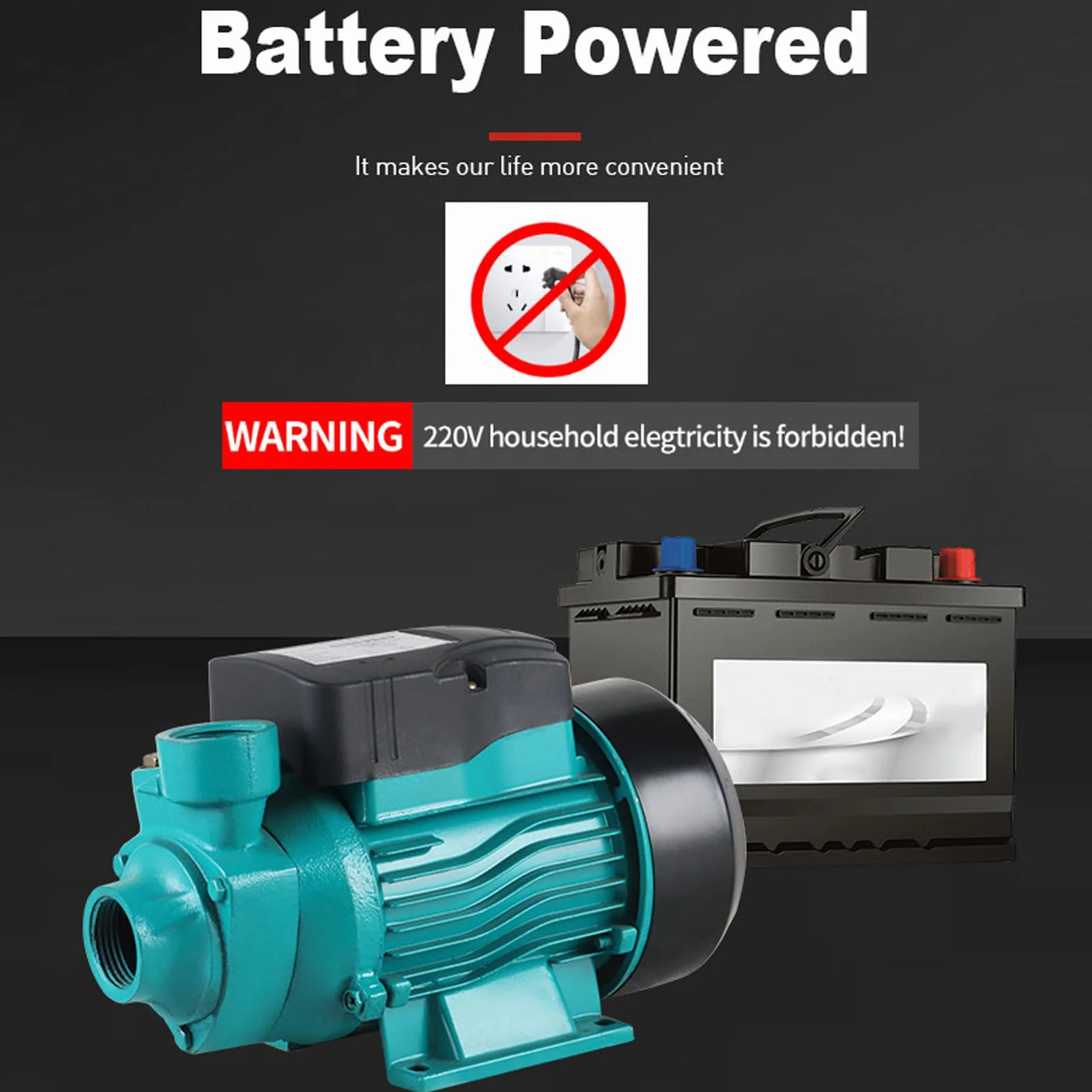 KIMISS Solar DC Pump 200W 3200RPM Auto 35 Lpm Levantamiento Alto 25m Bomba de Agua para Riego y Uso Doméstico (DC12V)