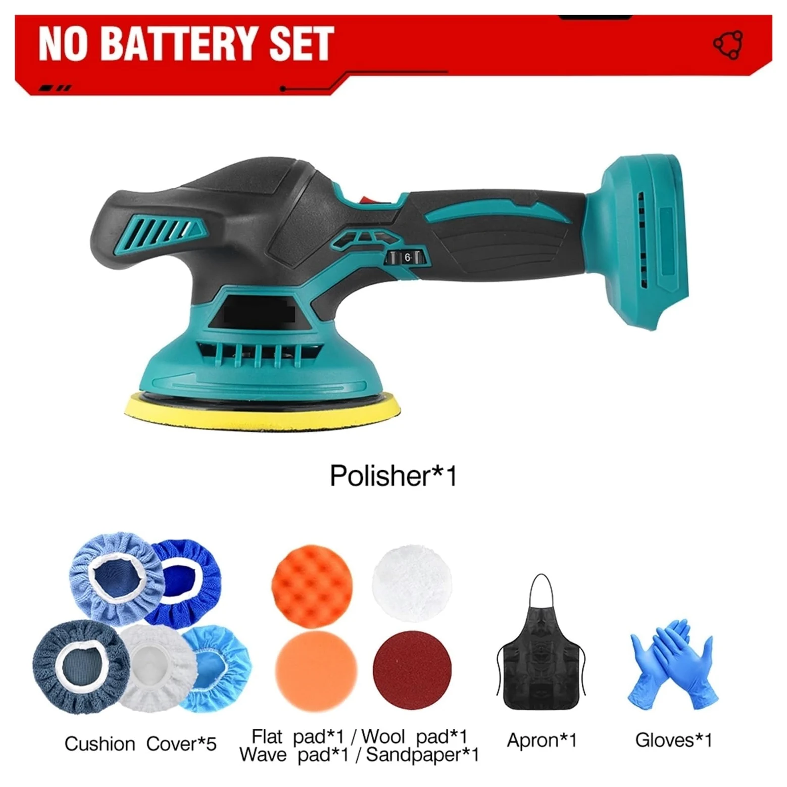 Juego De Pulidora Inalámbrica para Coches, con Batería Recargable: Kit De Pulido Y Sellado Eficiente para Automóviles.(Color - Sin Batería)