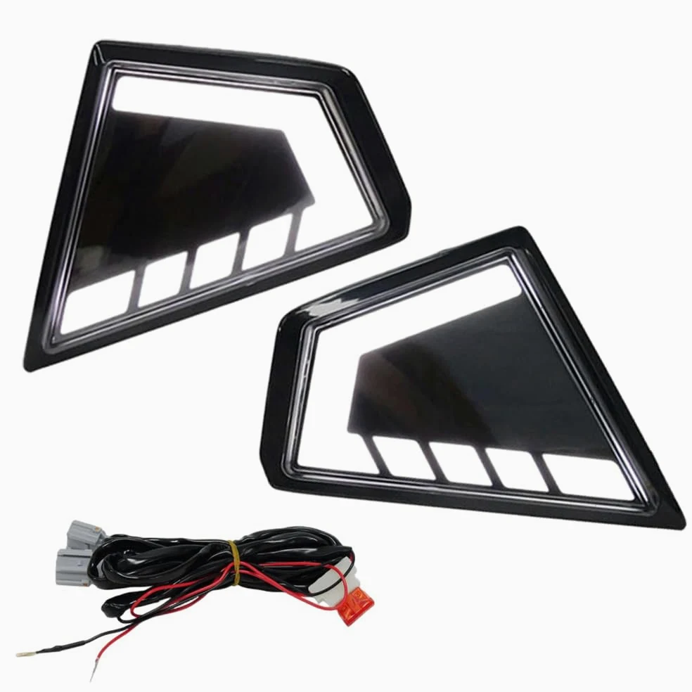 Riloer DRL Luz diurna LED parachoques escaneo dinámico 1 juego modelo A | Compatible con Toyota Hilux Travo Overland 2026, luz LED DRL, doble color blanco/ámbar