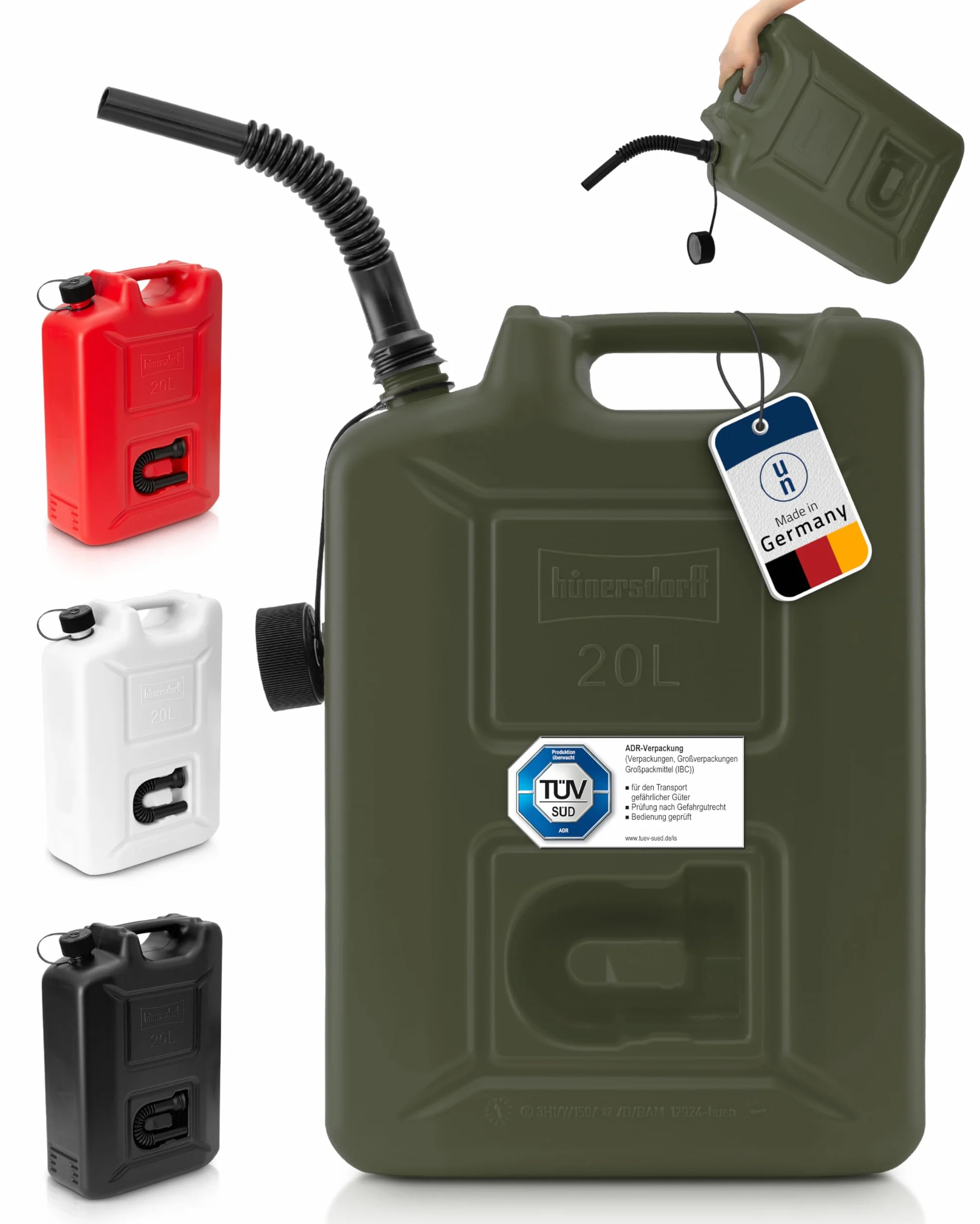 Hünersdorff 802010 Bidón para Carburante, Verde, 20 l