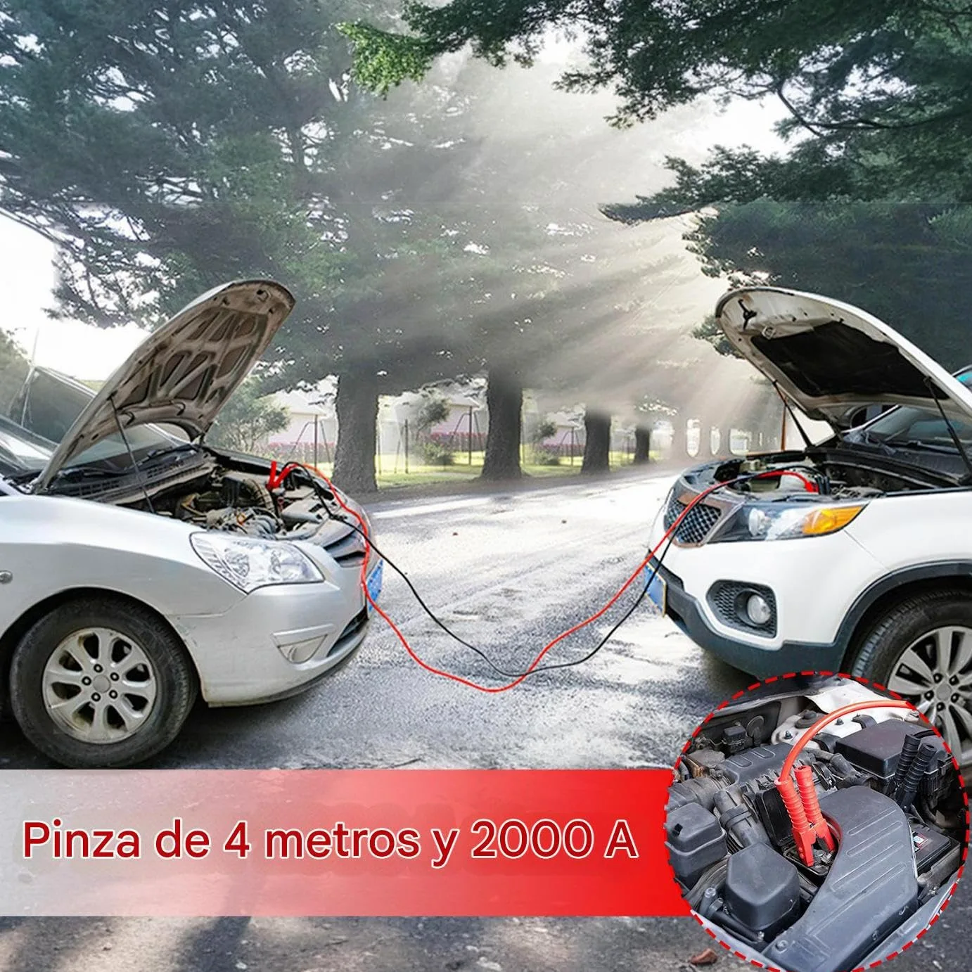 Cables De Arranque Portátiles para Batería De Coche 2000A 3 Metros/4 Metros | Cables De Arranque Para Batería De Coche Para Coche Vehículo Todoterreno Cortacésped Remolque Deportes
