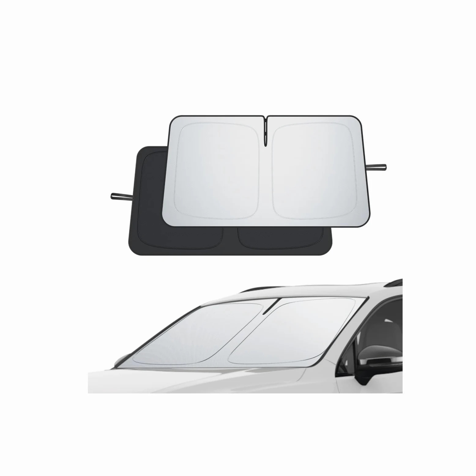 ECOZEN Parasol Coche Delantero Plegable VW Tiguan 3 2024-2026 con Bolsa de Almacenaje Protección UV Solar Tejido Engrosado