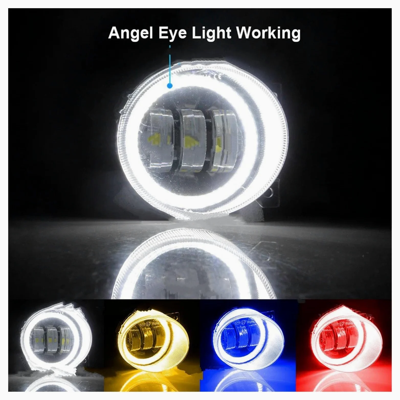 SANCAK Para VW Para Touran (1T1, 1T2) 2003-2010 Derecha + Izquierda Canbus Angel Eye LED Luz Antiniebla DRL Lámpara Circulación Diurna 1 Par Antiniebla Delantero(4With Angel Eye)