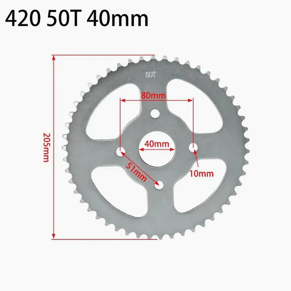 Piñón trasero 420 50T de 40 mm de diámetro interior, piñón de cadena para Go Kart, Dirt Bike, motocicleta, cuatro ruedas, cortacésped, quad, moto. Uso compatible
