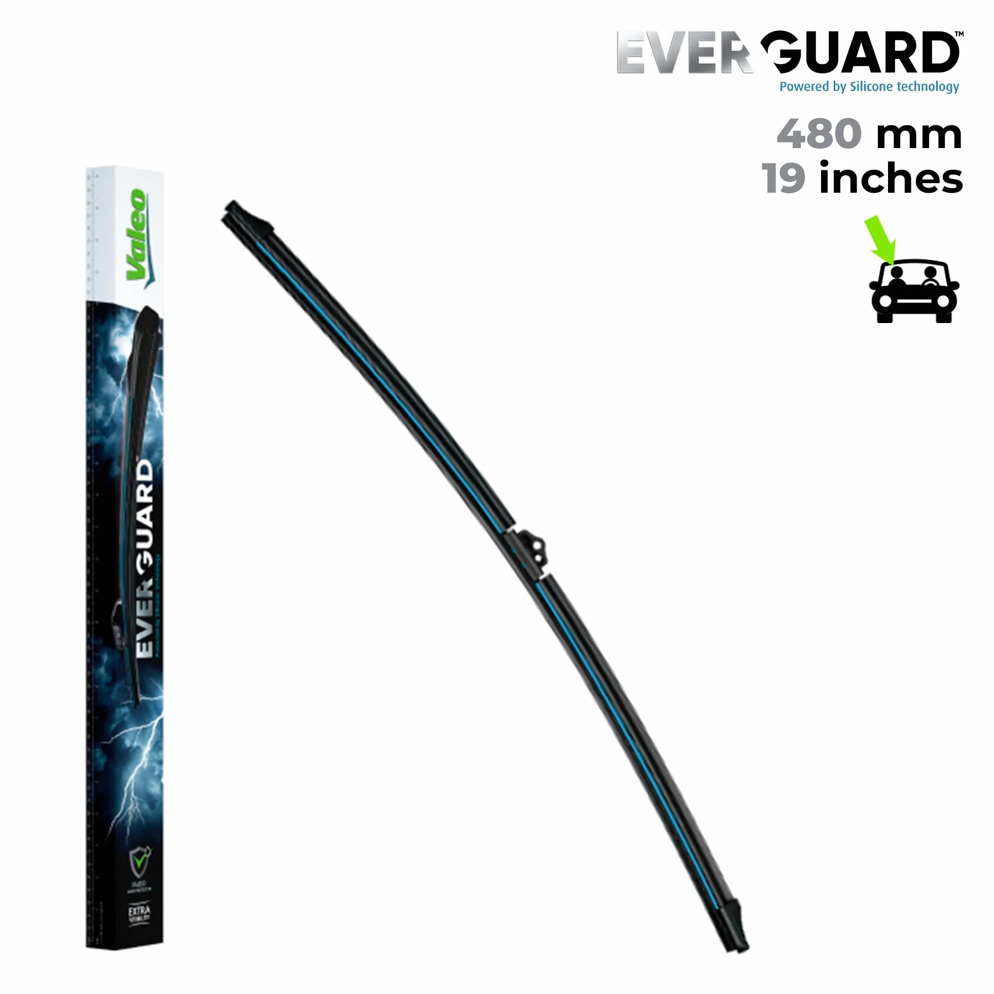 VALEO EVERGUARD - Premium - Kit de Escobillas Limpiaparabrisas Con Laminas de Silicona VSF60 + VSF48 - Longitudes: 600mm + 480mm - Escobillas Delanteras - Paquete de 2