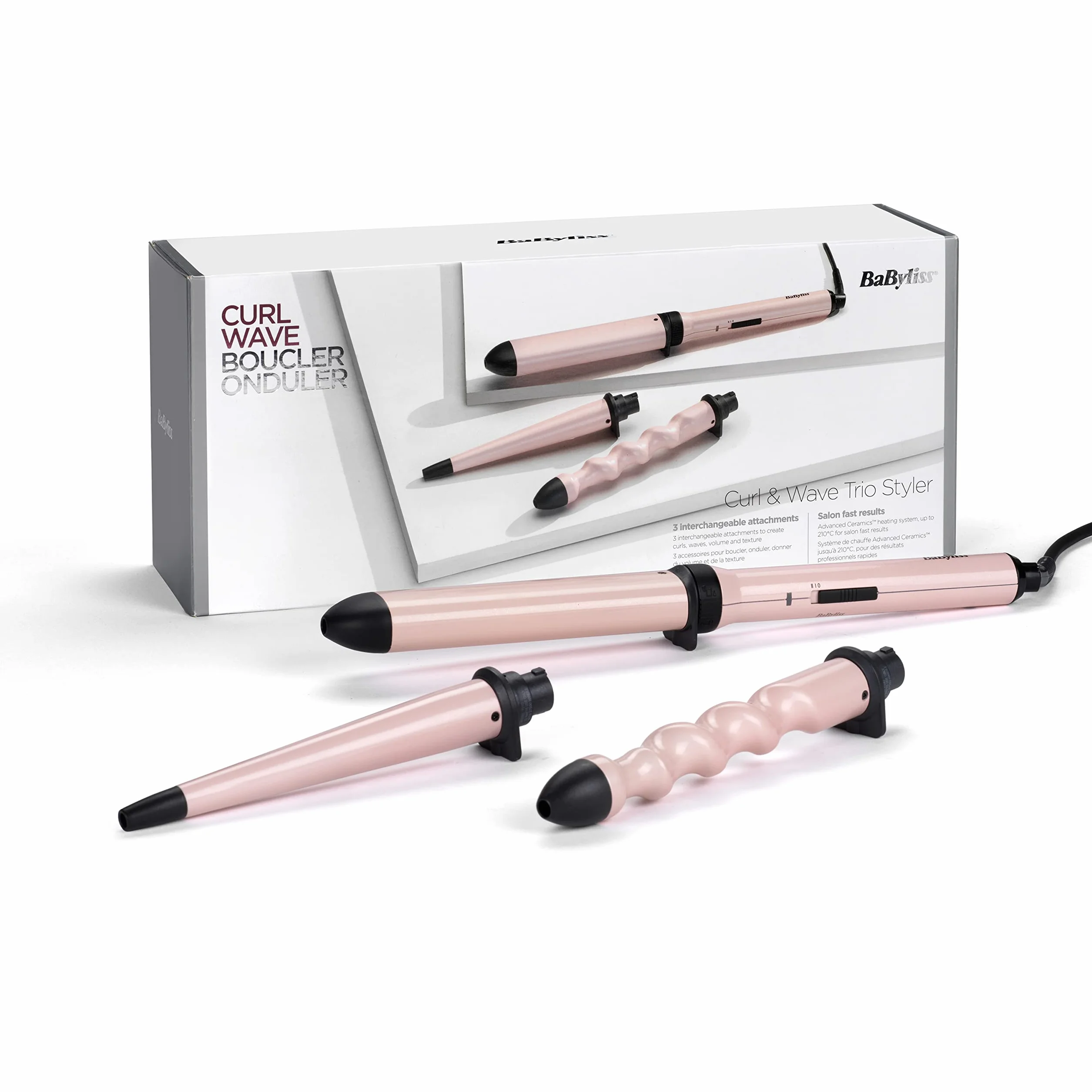BaByliss MS750E Multistyler Curl & Wave Trio, 3 accesorios, 180°C-210°C