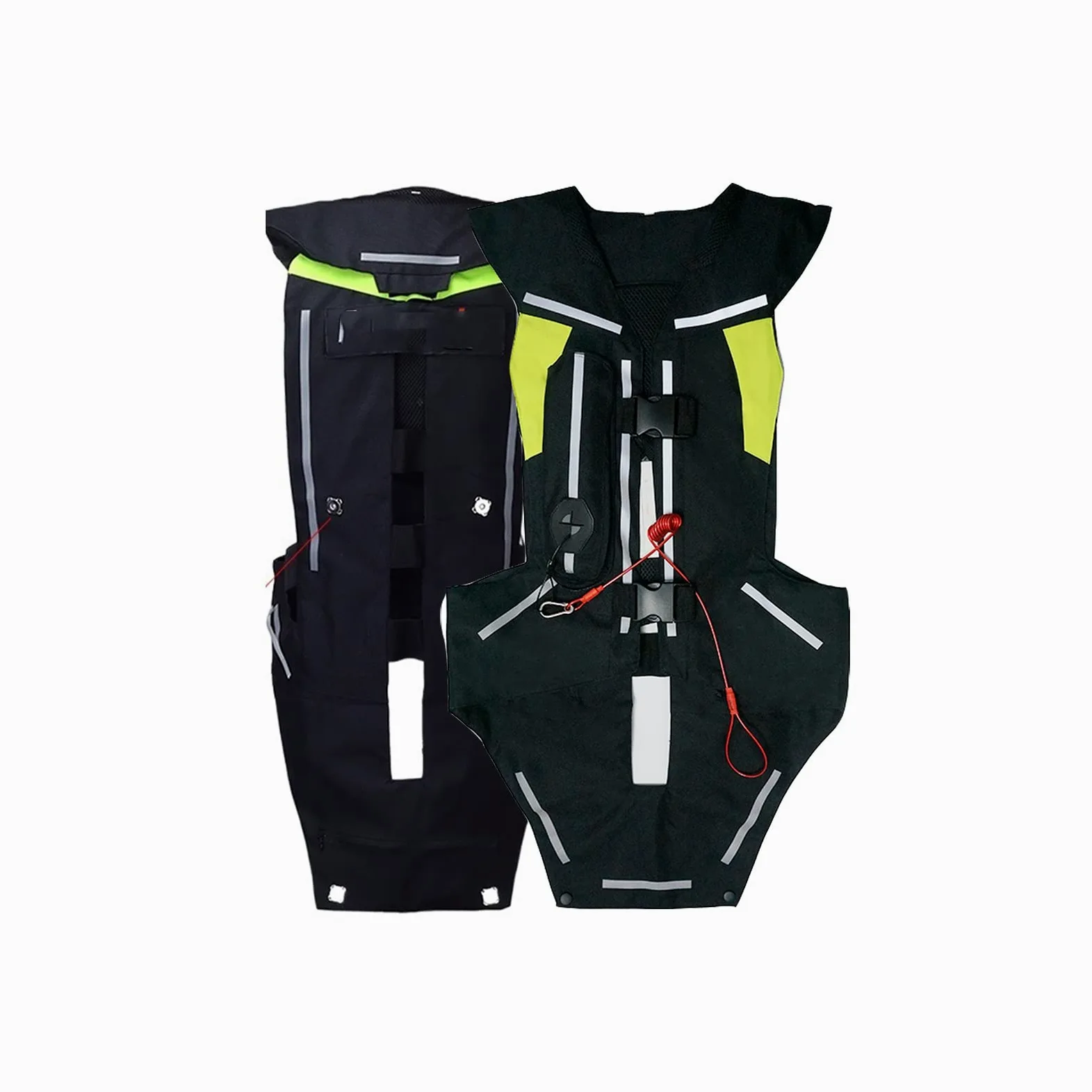 Chaleco con airbag para Motociclistas Chaleco con airbag Ligero de Alta Visibilidad con Bolsa de Aire para el Cuello (Negro L)