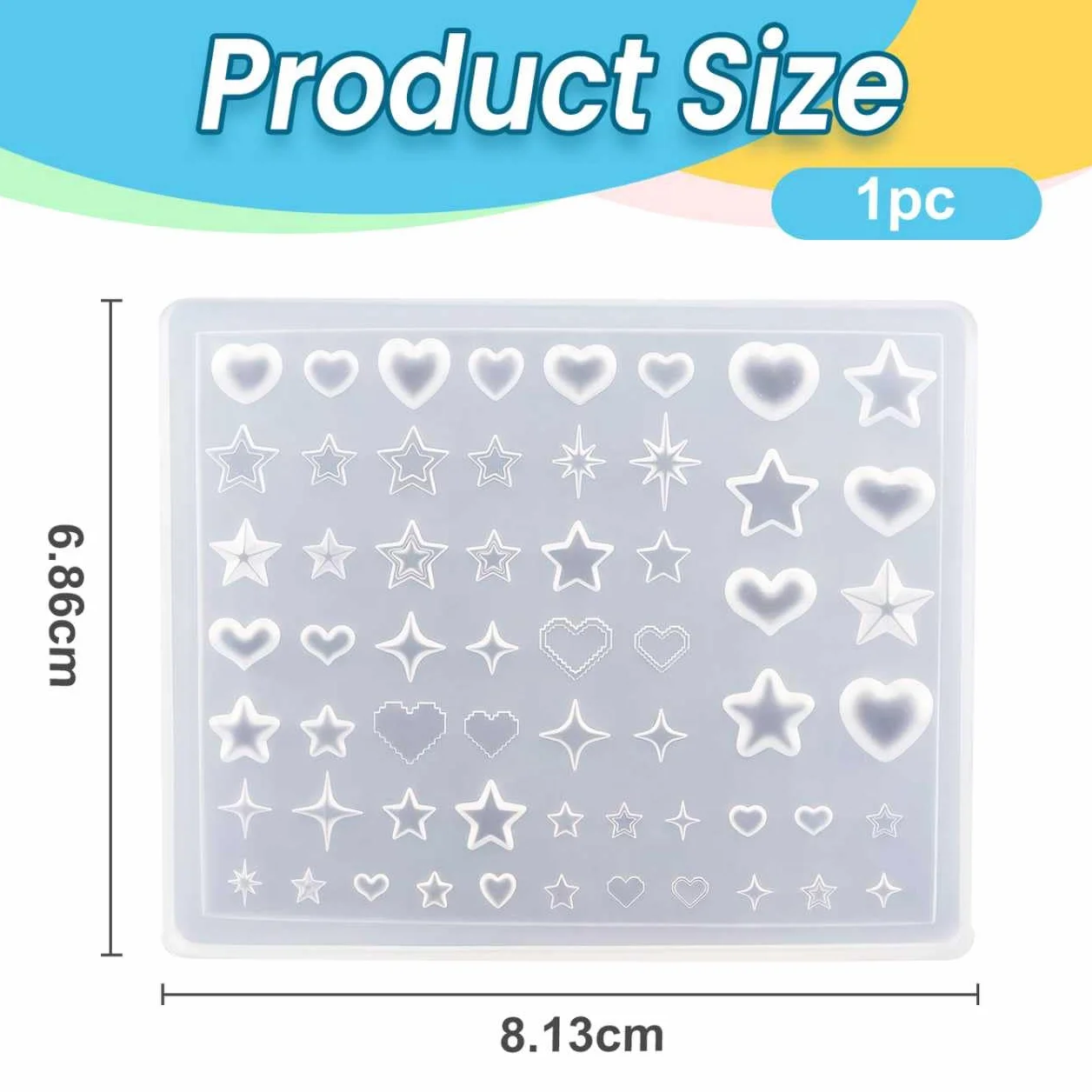 Plantillas de Uñas Y2k Corazón Estrellas Starburst, Molde de Silicona Arte Uñas Francesas