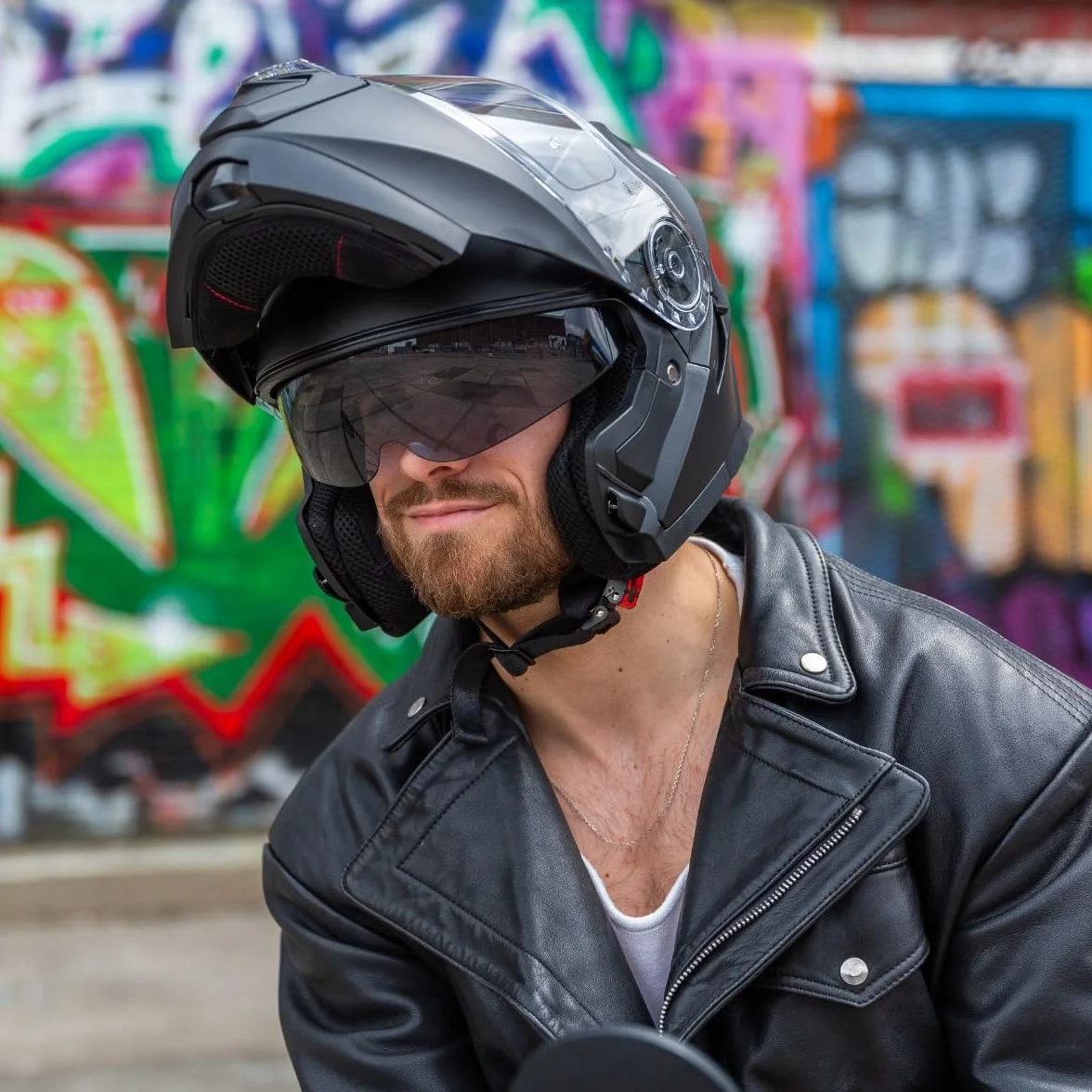 VINZ Busan Casco Modular con Visera Solar | Casco Moto & Scooter & Ciclomotor | ECE 22.06 Homologado | En Tamaño XS - XXL | para Hombre y Mujer